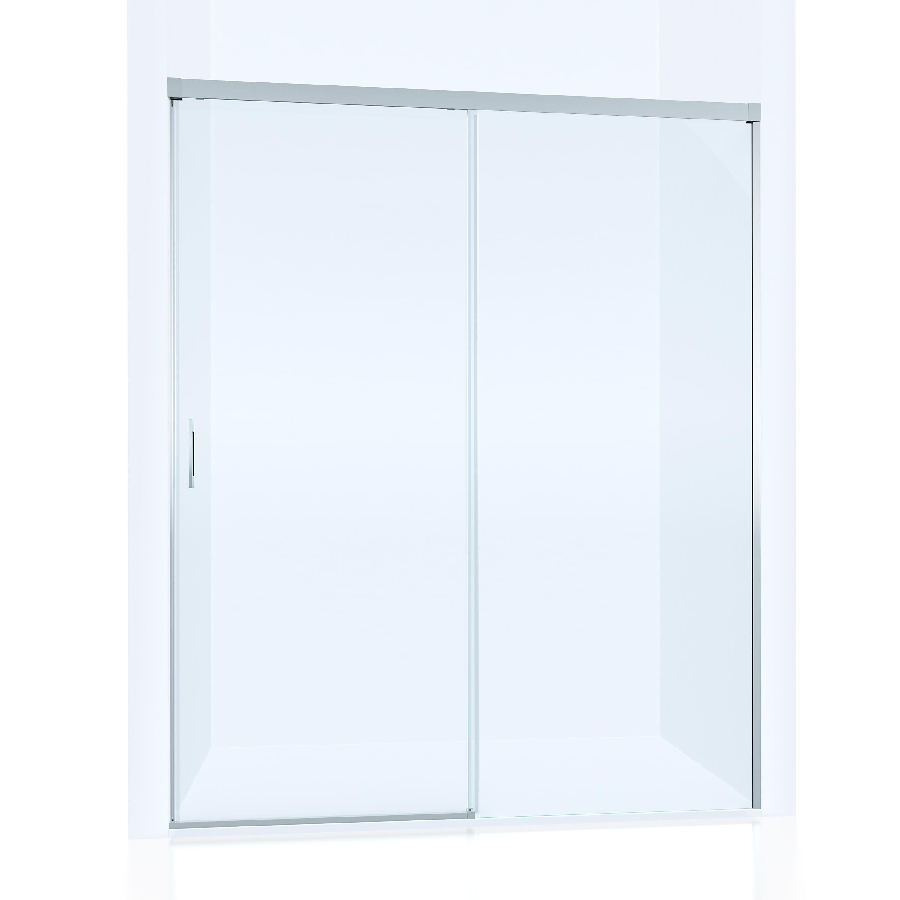 Mampara de ducha frontal 1 fijo + 1 puerta corredera transparente Vitria perfil aluminio cromo (120-125)x199.2 cm cierre de sobreponer marca Glassinox - 11