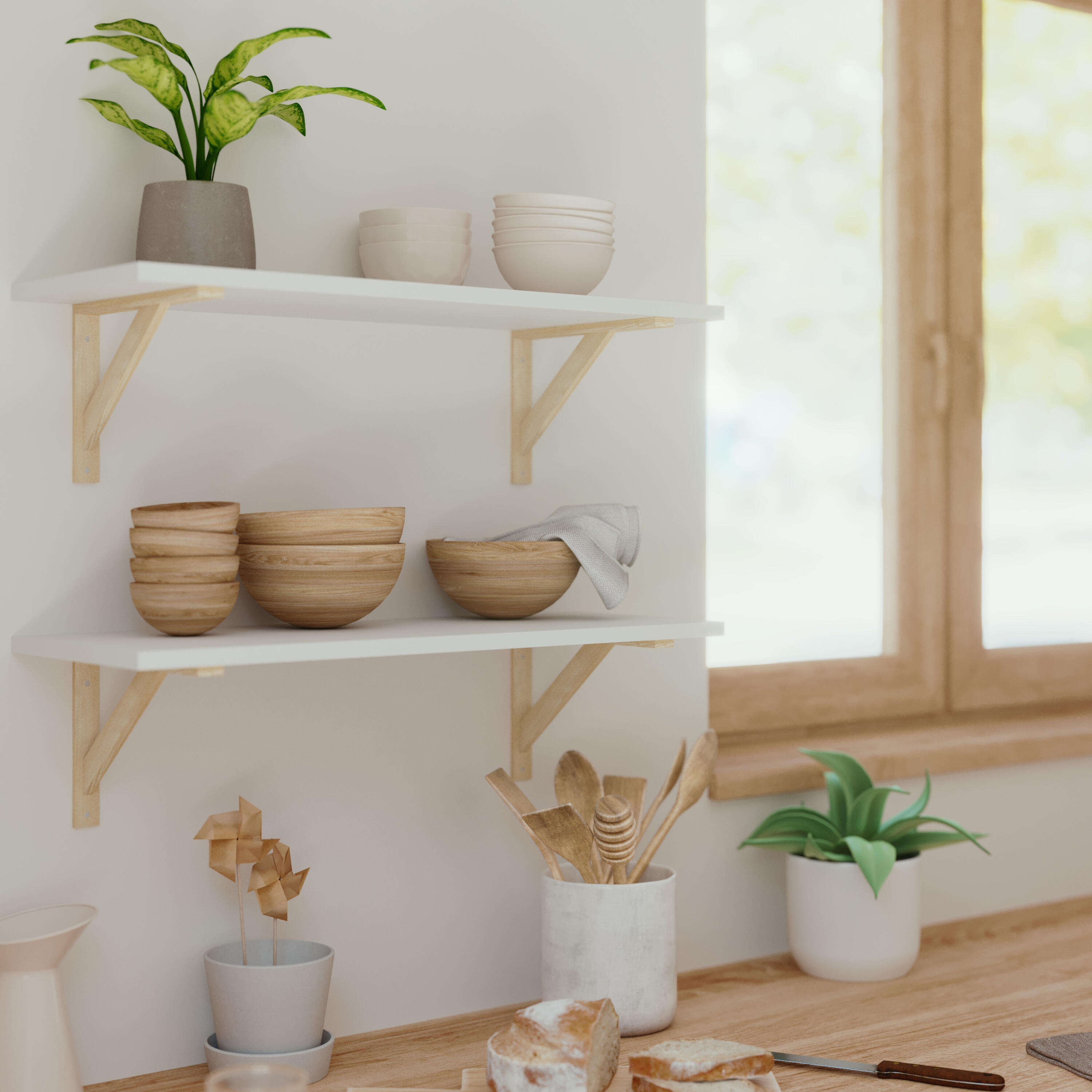 2 escuadras para baldas Spaceo Dextra en madera Alt 20 X Anch 28 cm, carga máxima 25 kg - 5