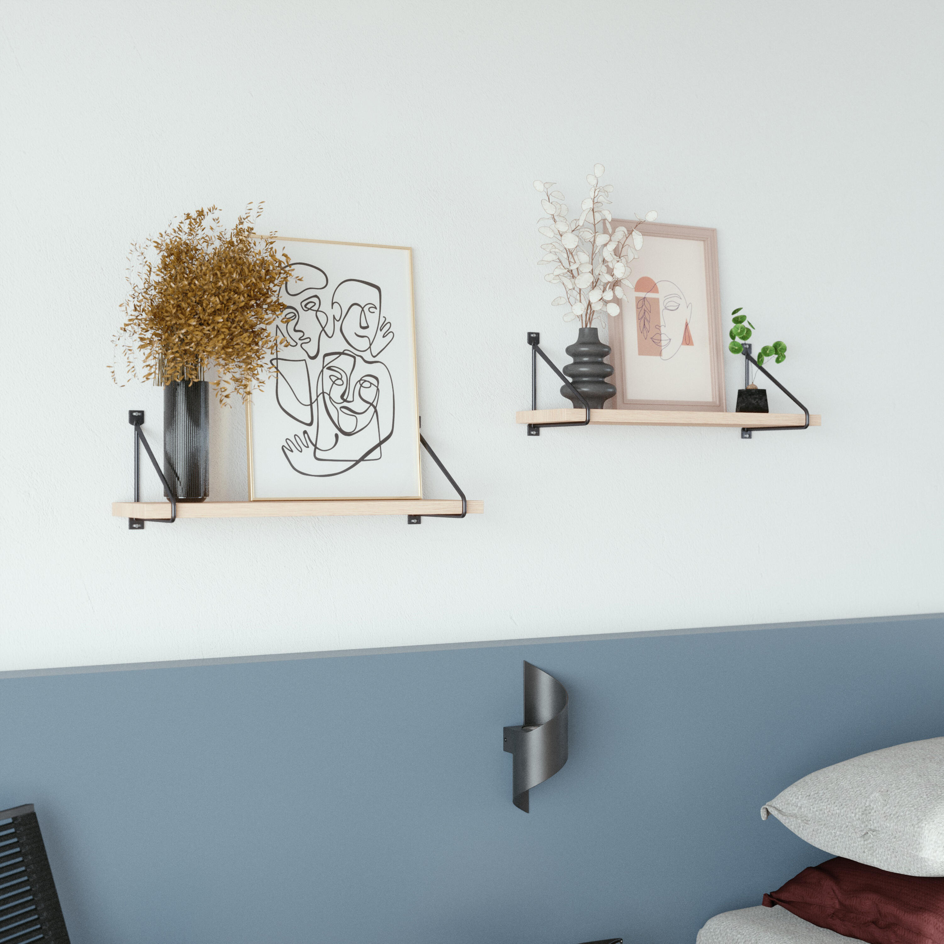 Lot de 2 équerres Lumo acier peint noir, H.18 x P.18 cm - 2