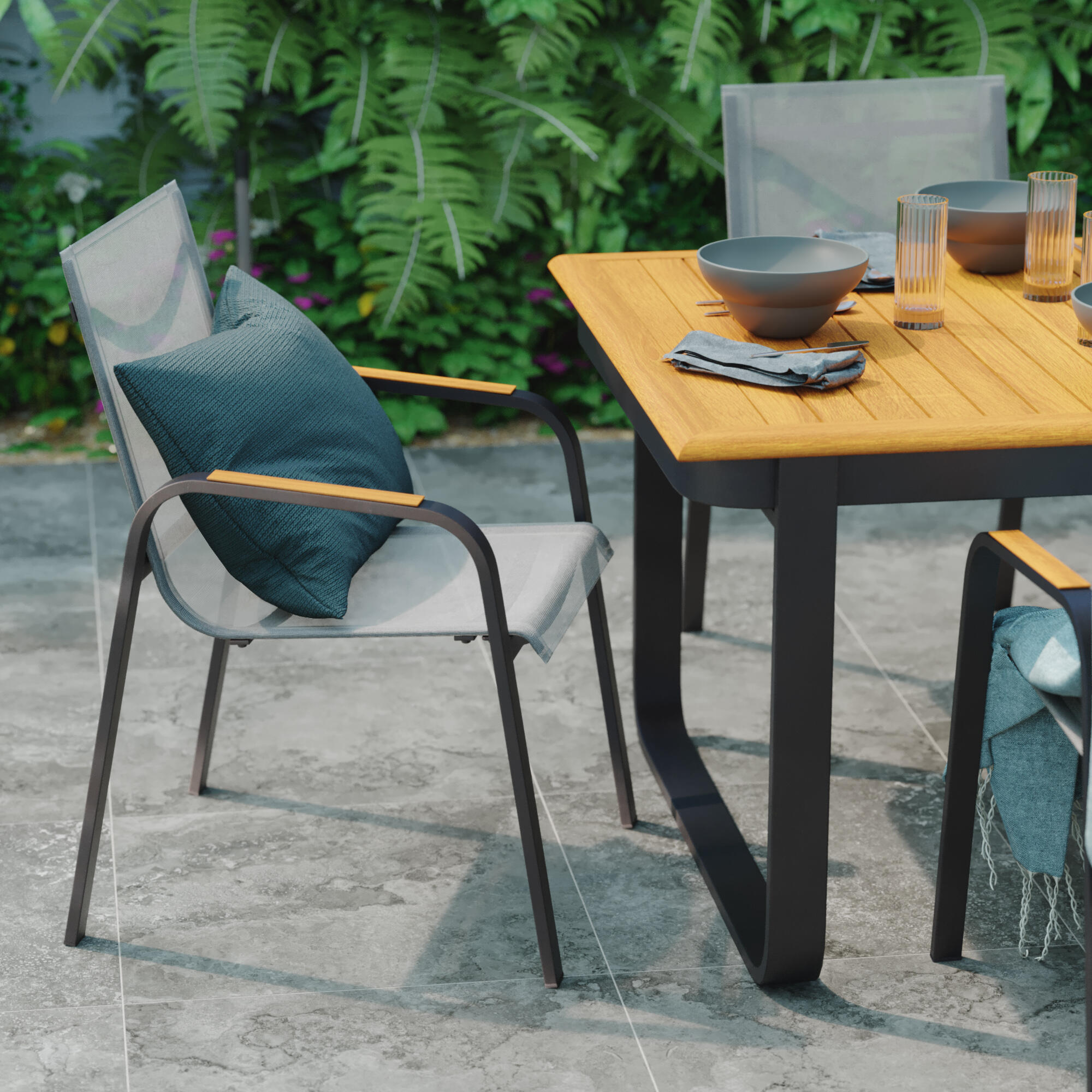 Mesa de jardín NATERIAL Calypso de aluminio gris de 199x100 cm - 5