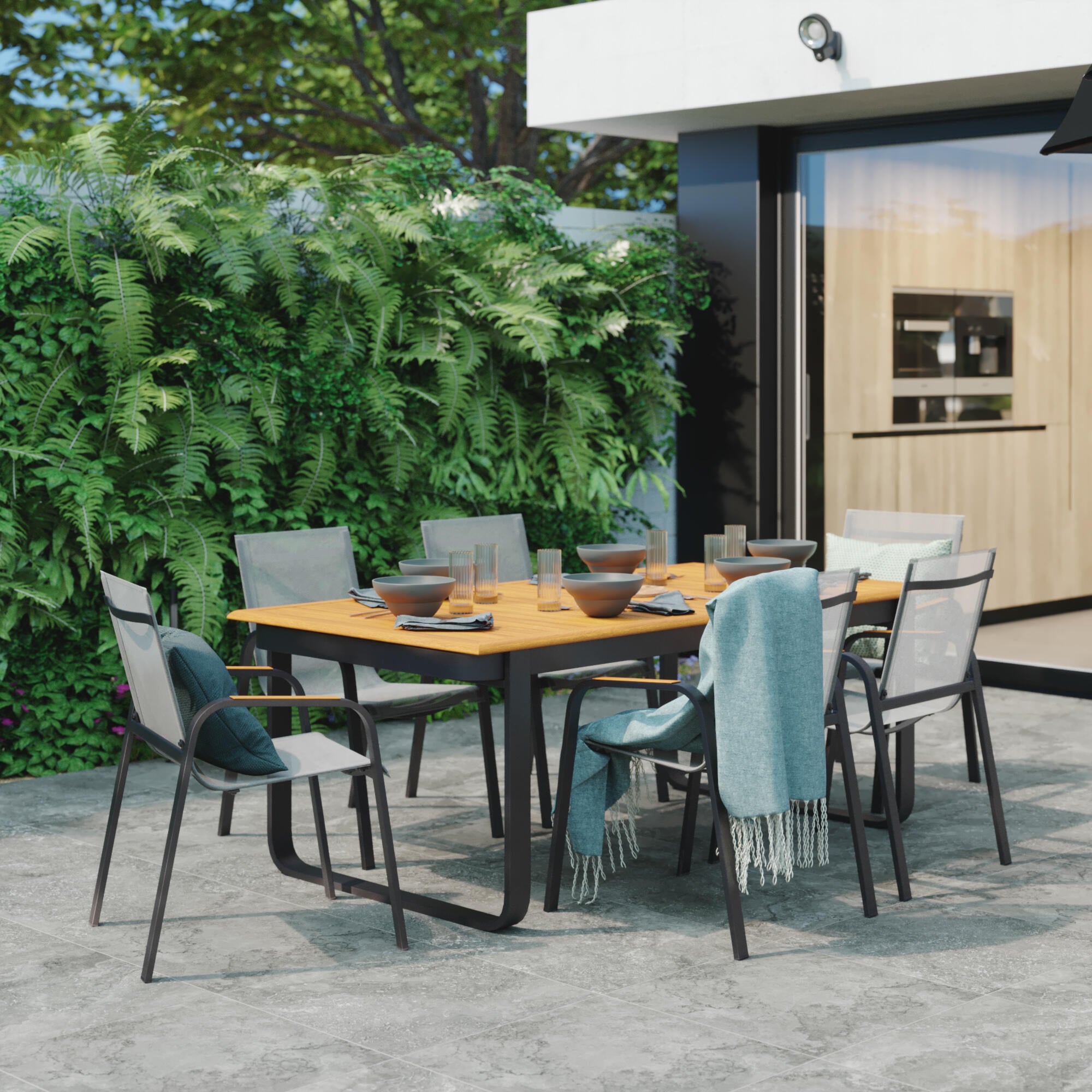 Mesa de jardín NATERIAL Calypso de aluminio gris de 199x100 cm - 4