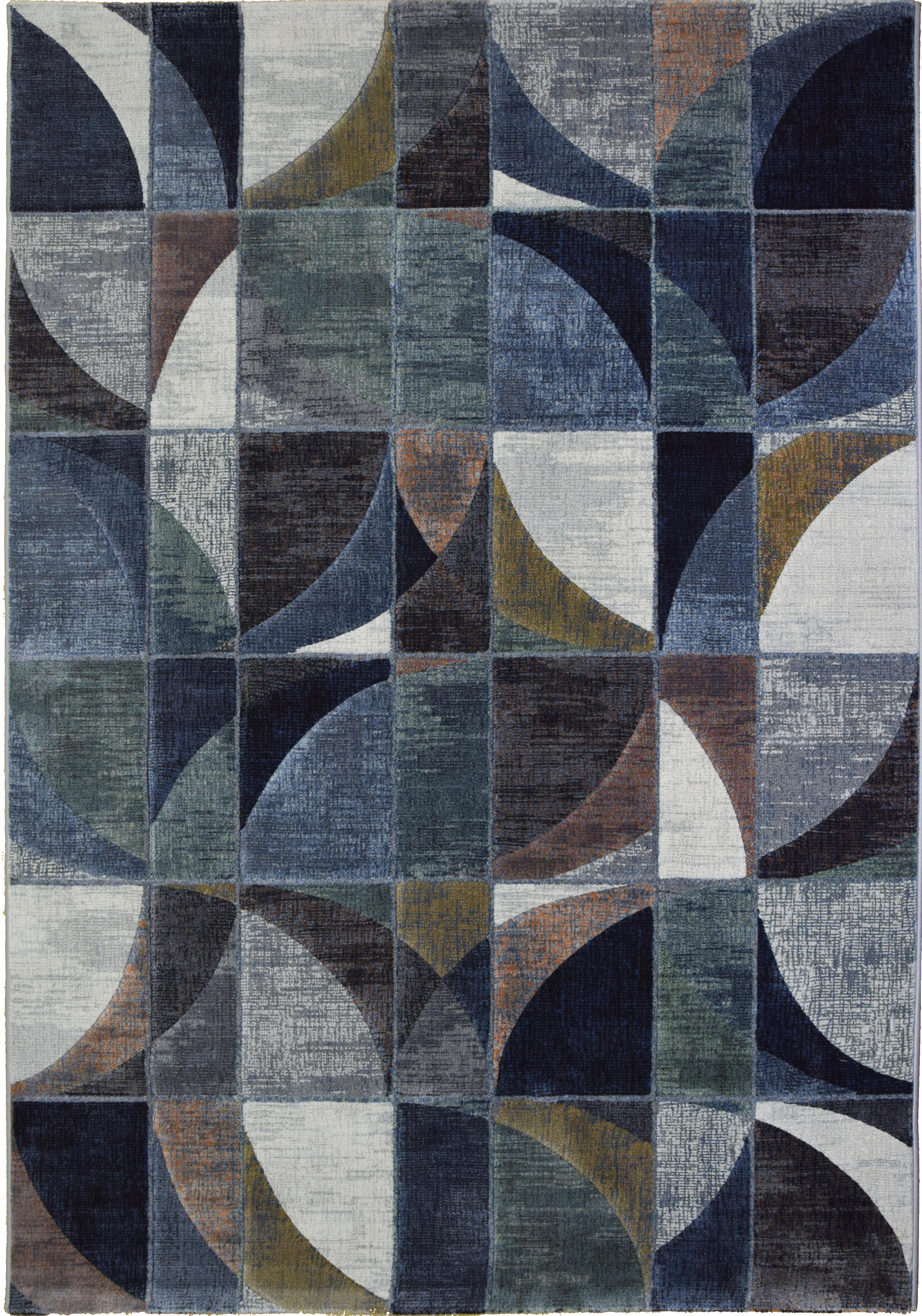 Alfombra pie de cama polipropileno pelo medio monetti 63650/6656 geométrico gris y azul 80x150cm