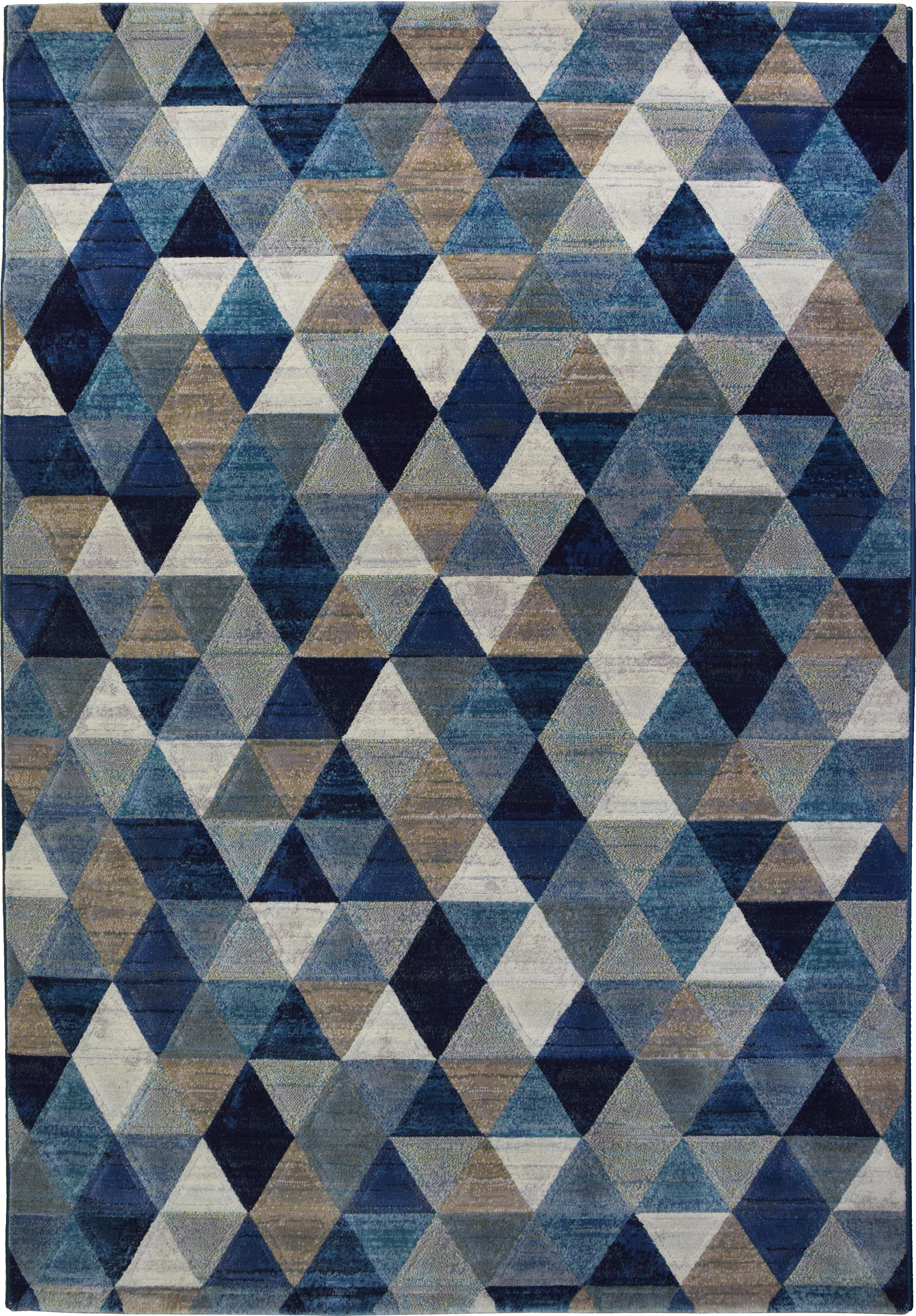 Alfombra pie de cama polipropileno pelo medio monetti 63263/5161 geométrico gris y azul 80x150cm