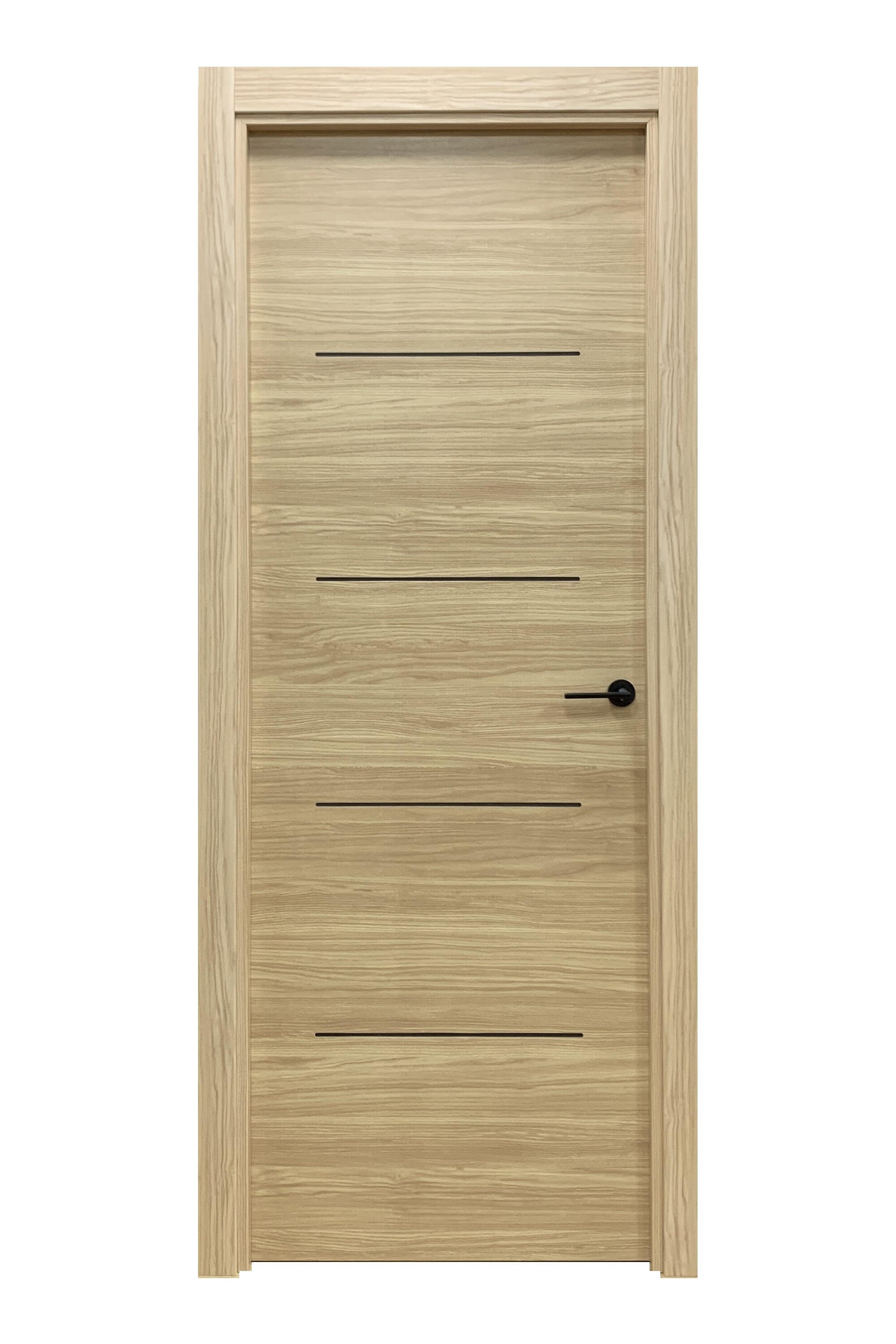 Pack puerta interior maciza SAHARA ROBLE 82,5 cm IZQUIERDA + molduras + manivela - 2