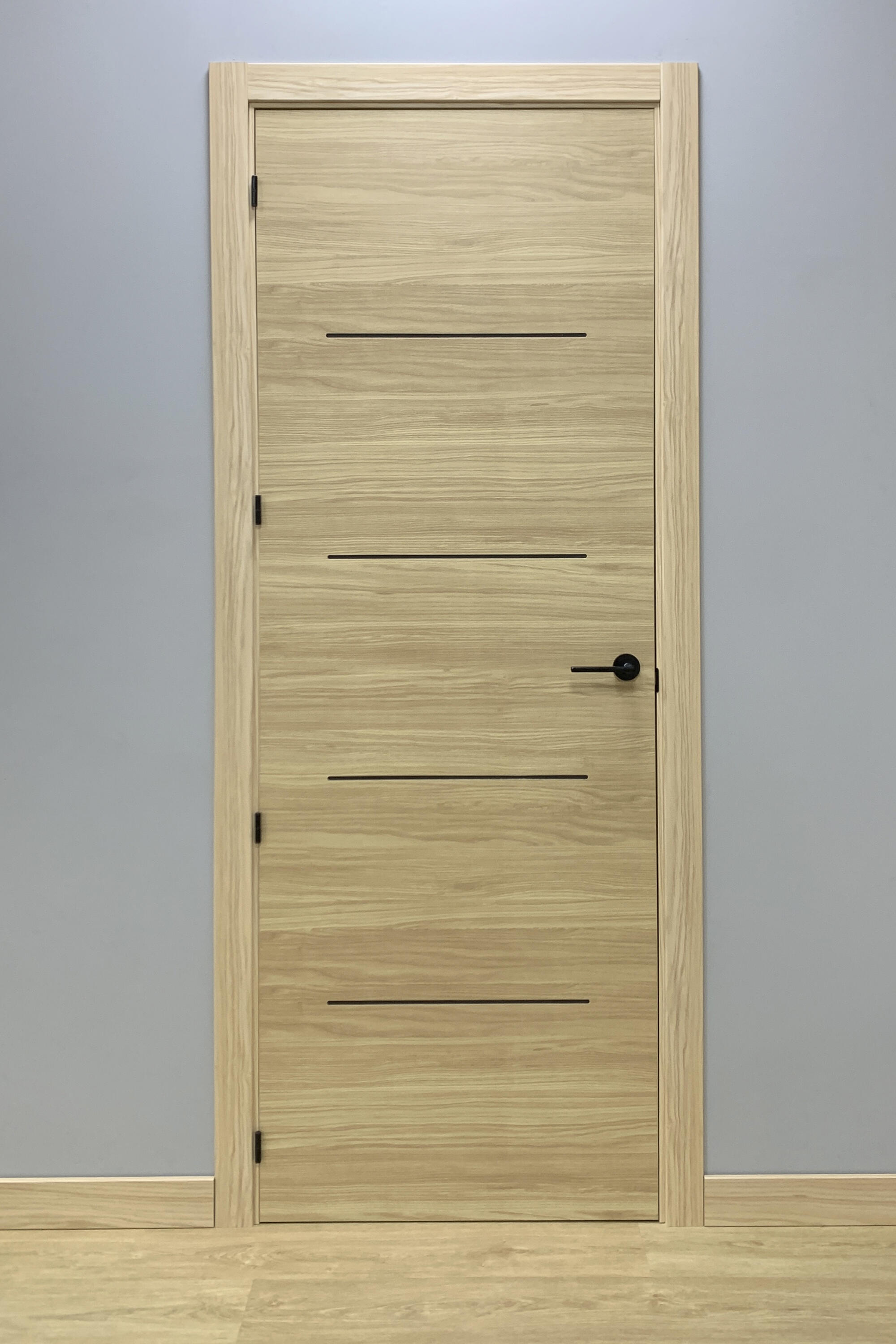 Pack puerta interior maciza SAHARA ROBLE 62,5 cm DERECHA + molduras + manivela - 5