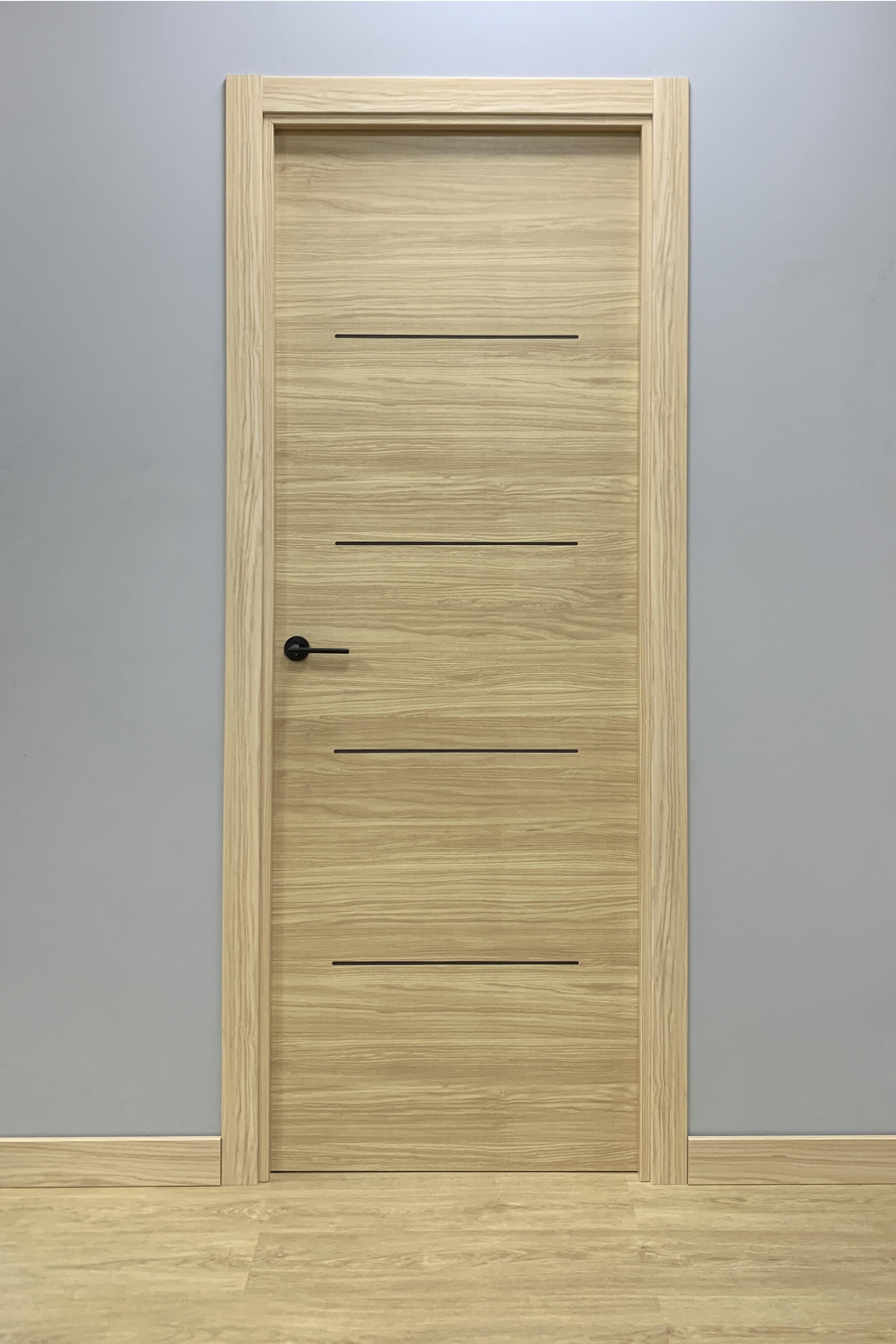 Pack puerta interior maciza SAHARA ROBLE 62,5 cm DERECHA + molduras + manivela - 3