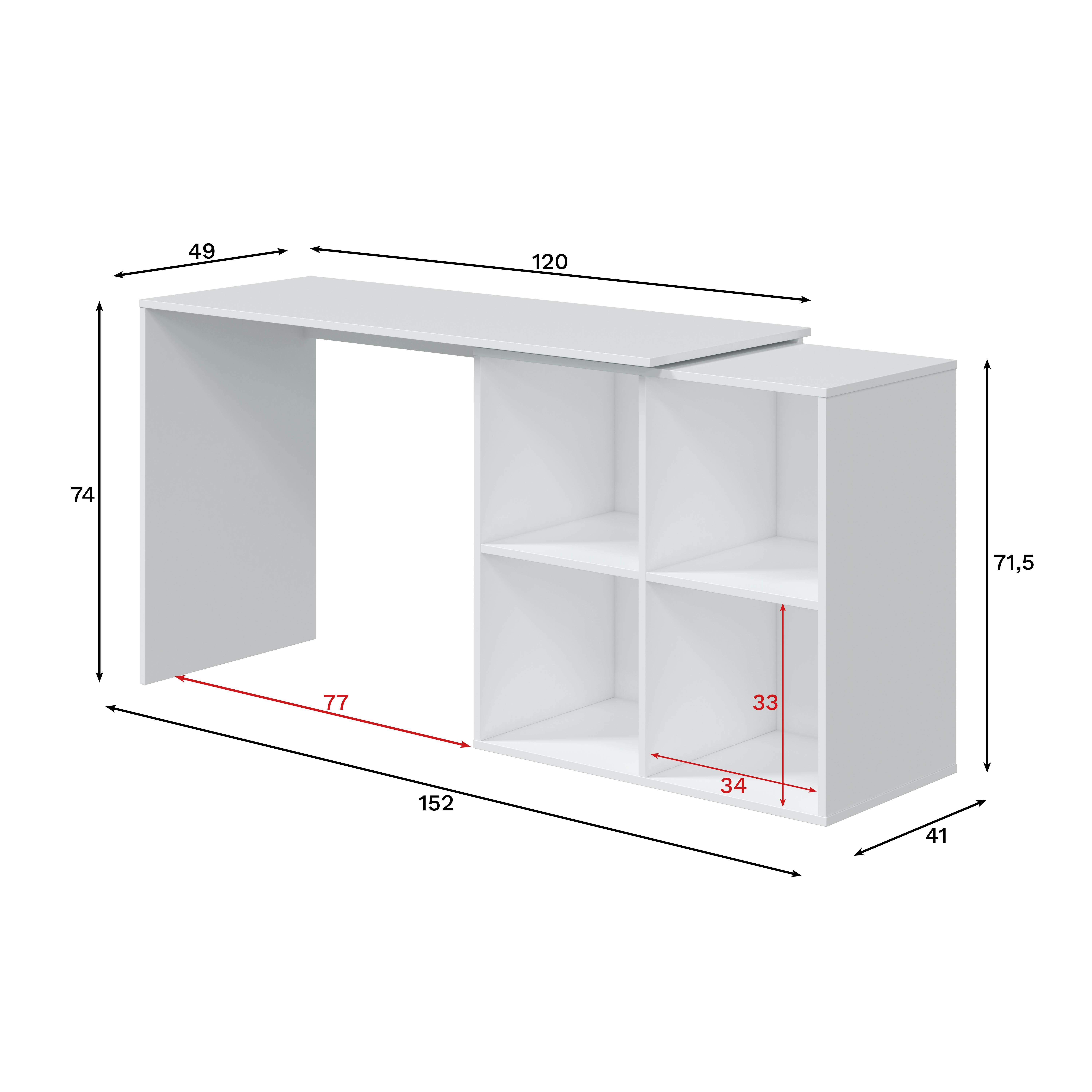 Mesa de escritorio Armony color blanco de 120x74x49cm - 8