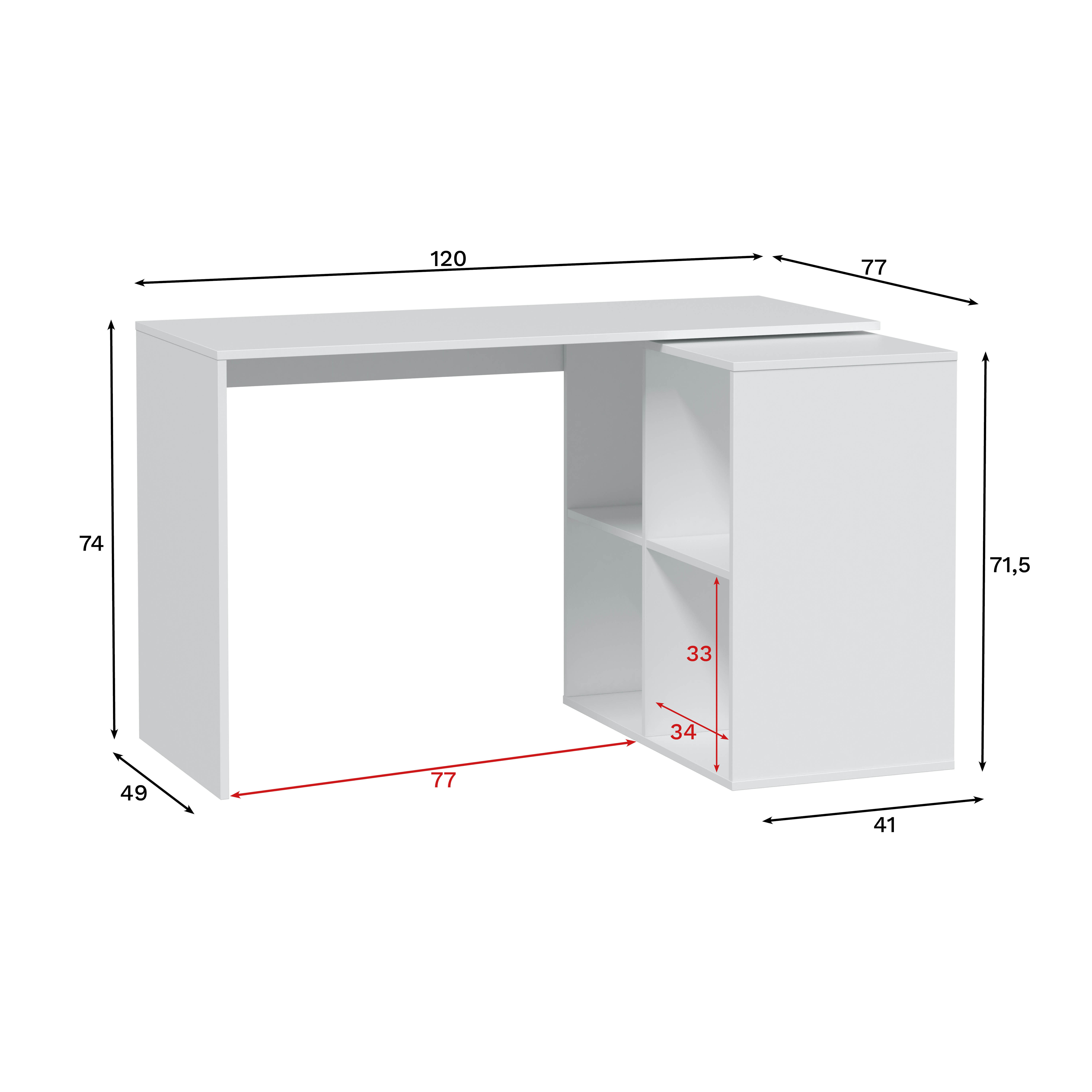 Mesa de escritorio Armony color blanco de 120x74x49cm - 2