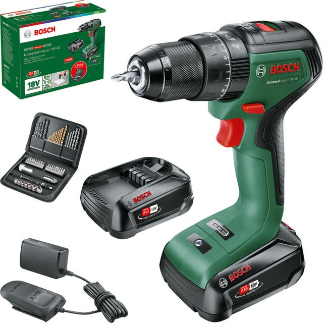 Perceuse à percussion 18 V 2x2Ah BOSCH UniversalImpact 18V-60 + 51 accessoires