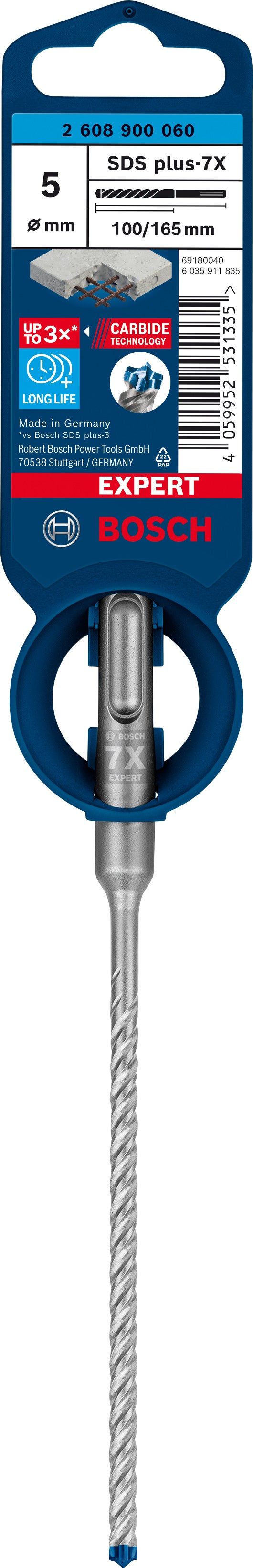 Broca para hormigón enganche sds plus ø 5 x l. 165 mm bosch expert plus 7x