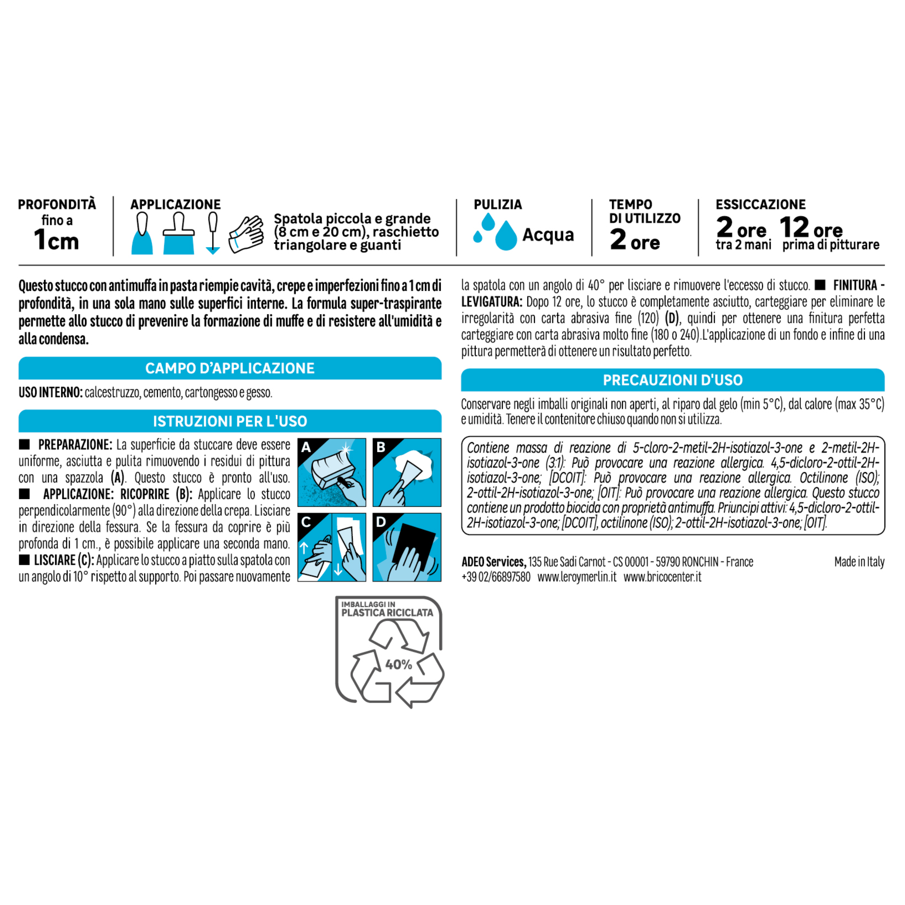 Stucco in pasta per interno AXTON 1 kg bianco - 2