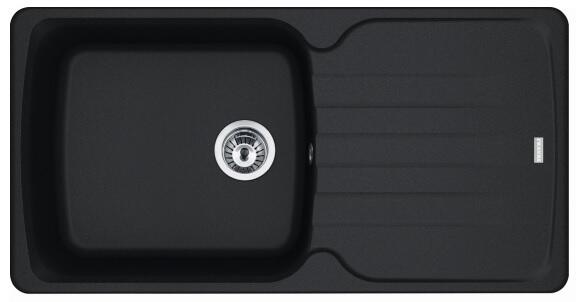 Evier 1 Grand bac 1 égouttoir, Granit et Résine AZUR Noir