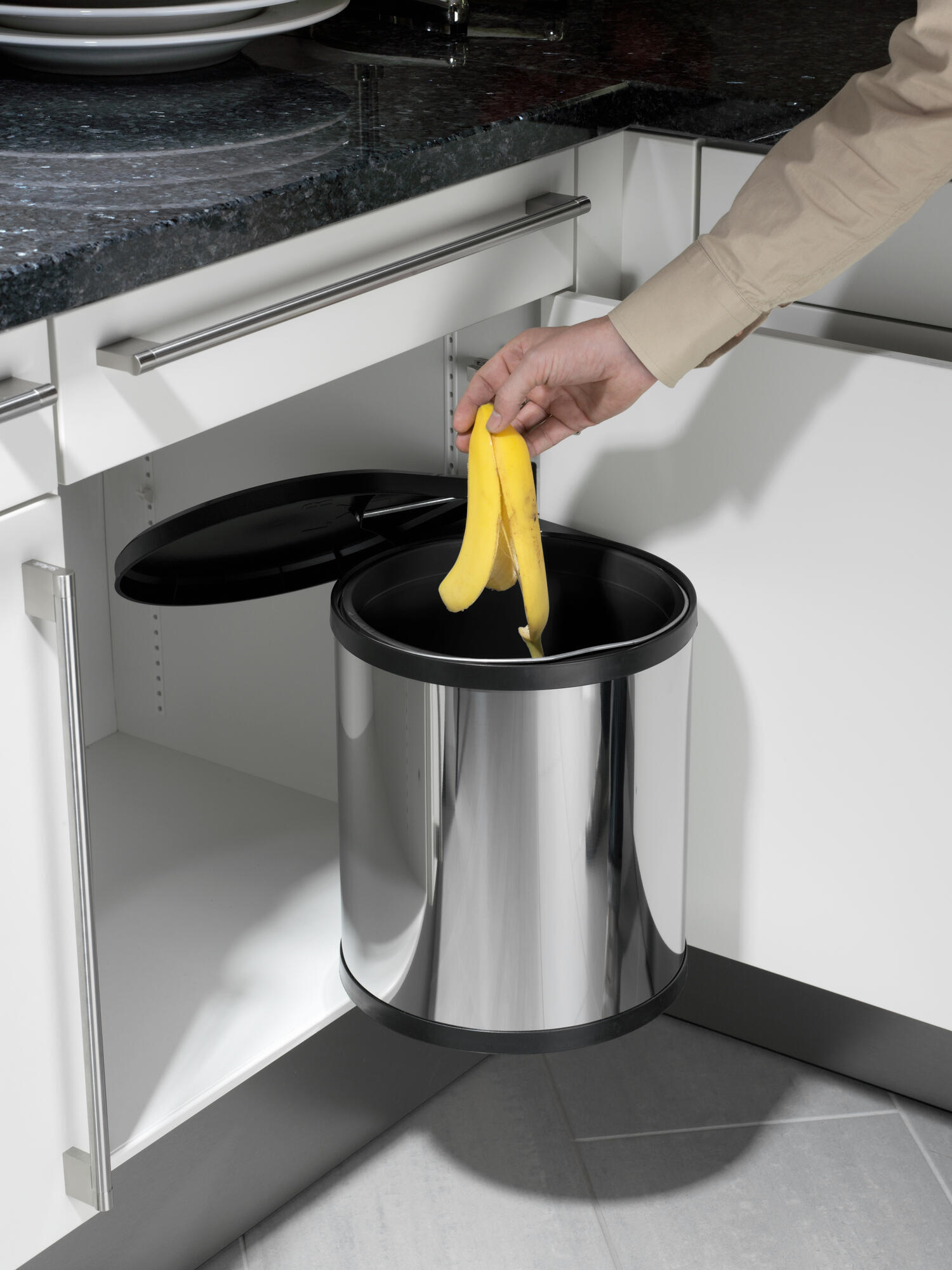 Balde de lixo extraível Hailo 15 L inox e plástico - 18