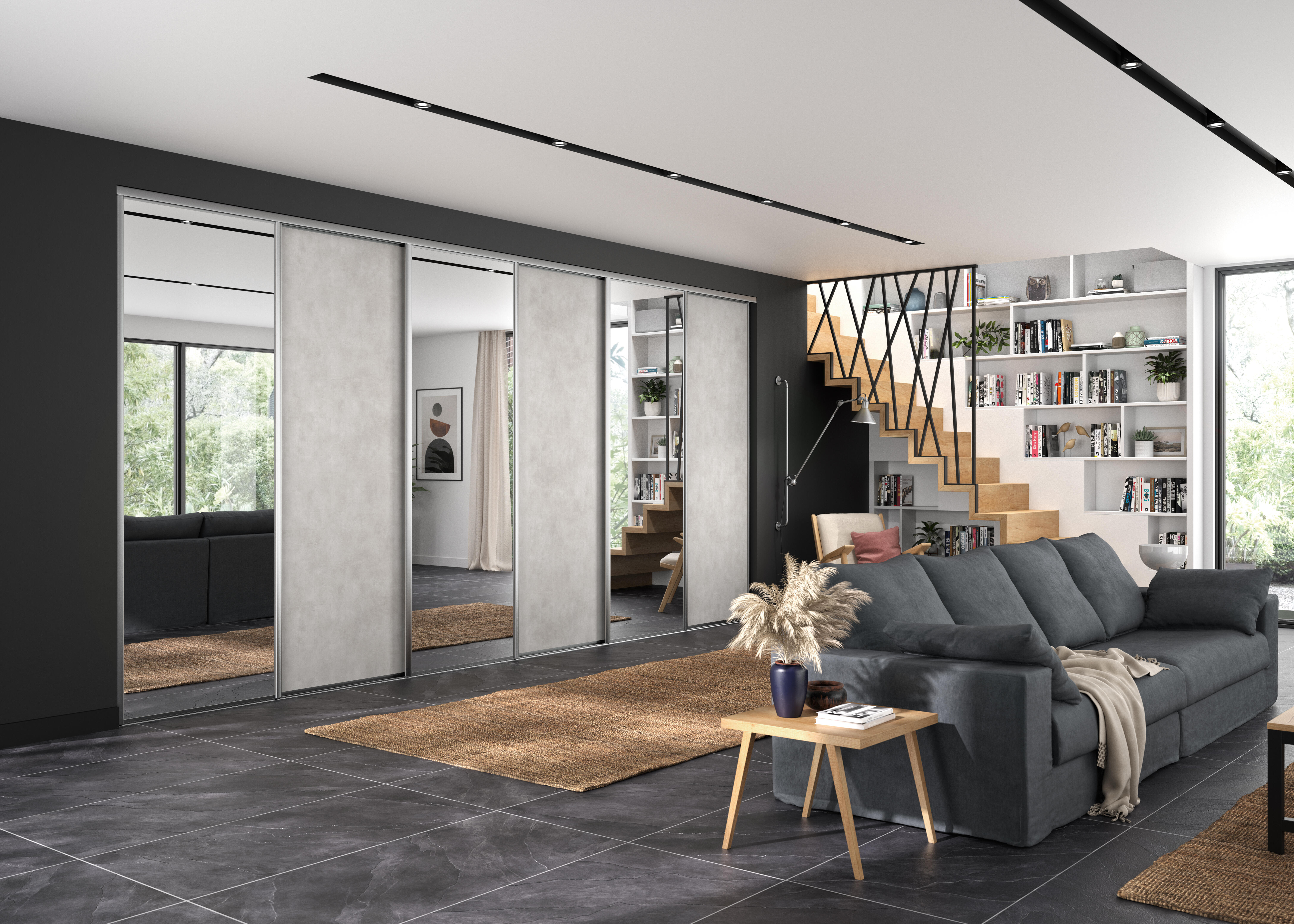 Kit 2 portas de correr roupeiro com calhas lona mineral 60x250 cm Premier - 4