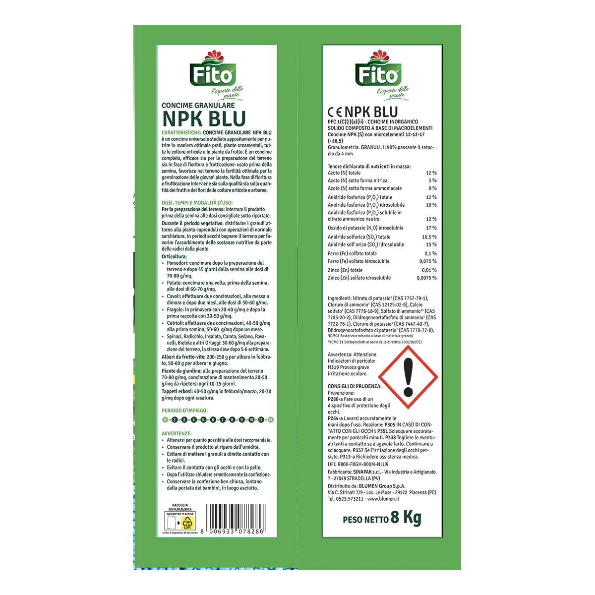 Concime granulato FITO per uso universale NPK blu 8 kg - 2