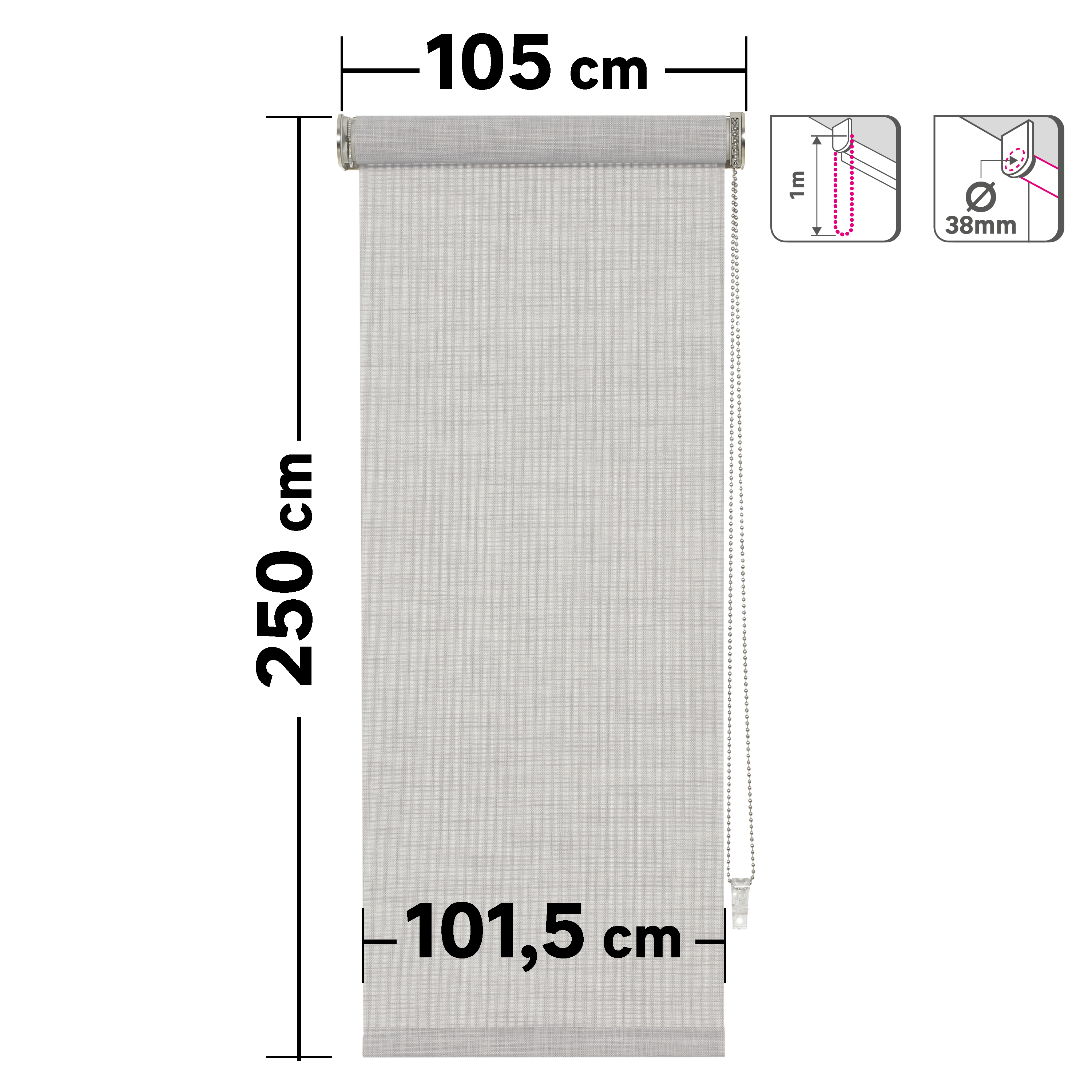 Estor enrollable screen 10% térmico Puebla de 105x250 poliéster liso blanco-perla INSPIRE con cadena - 2