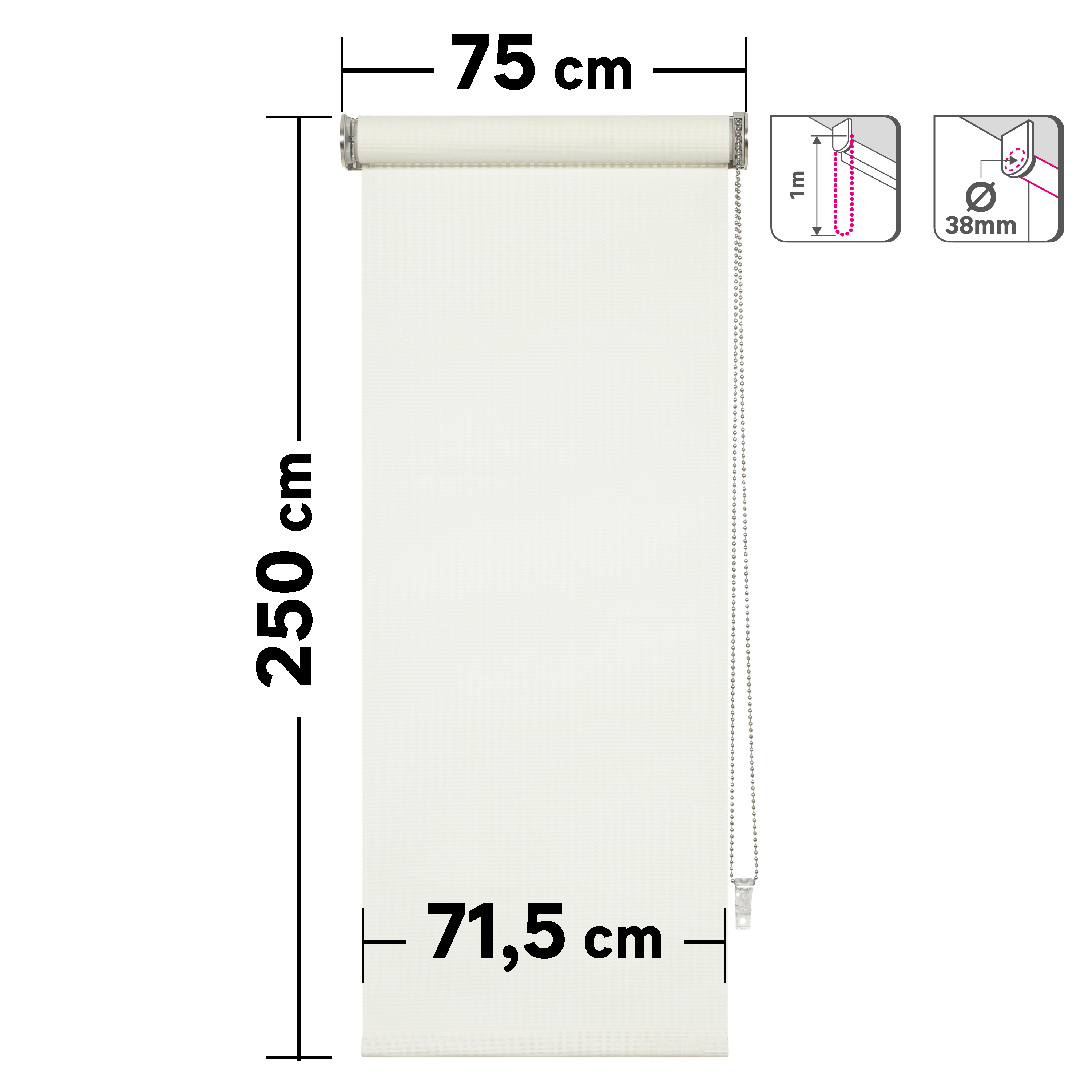 Store enrouleur screen Brasilia blanc, l.75 x H.250 cm, INSPIRE - 2