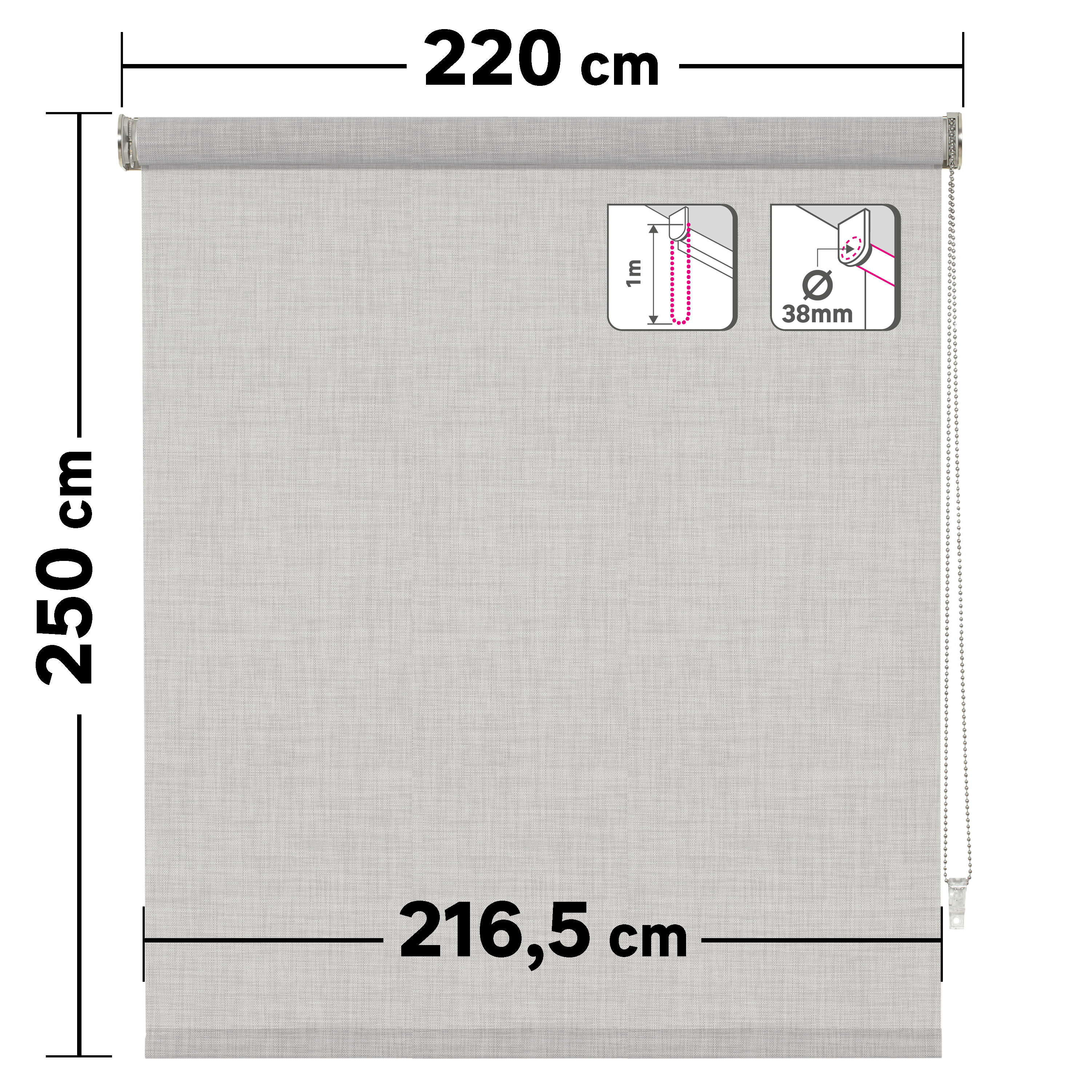 Estor enrollable screen 10% térmico con cadena Puebla pvc liso blanco / perla INSPIRE de 220x250cm - 2