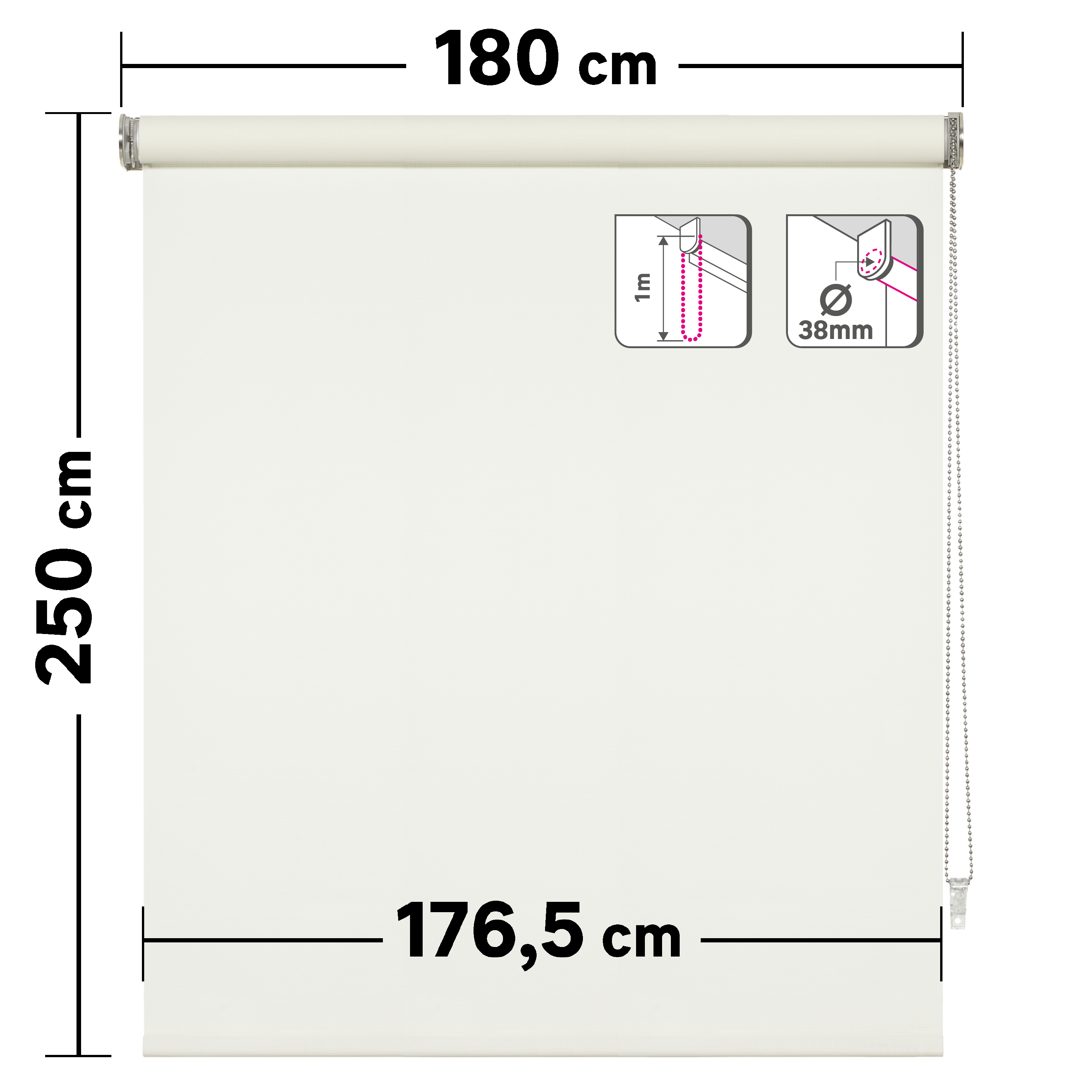 Store enrouleur screen Brasilia blanc, l.180 x H.250 cm, INSPIRE - 2
