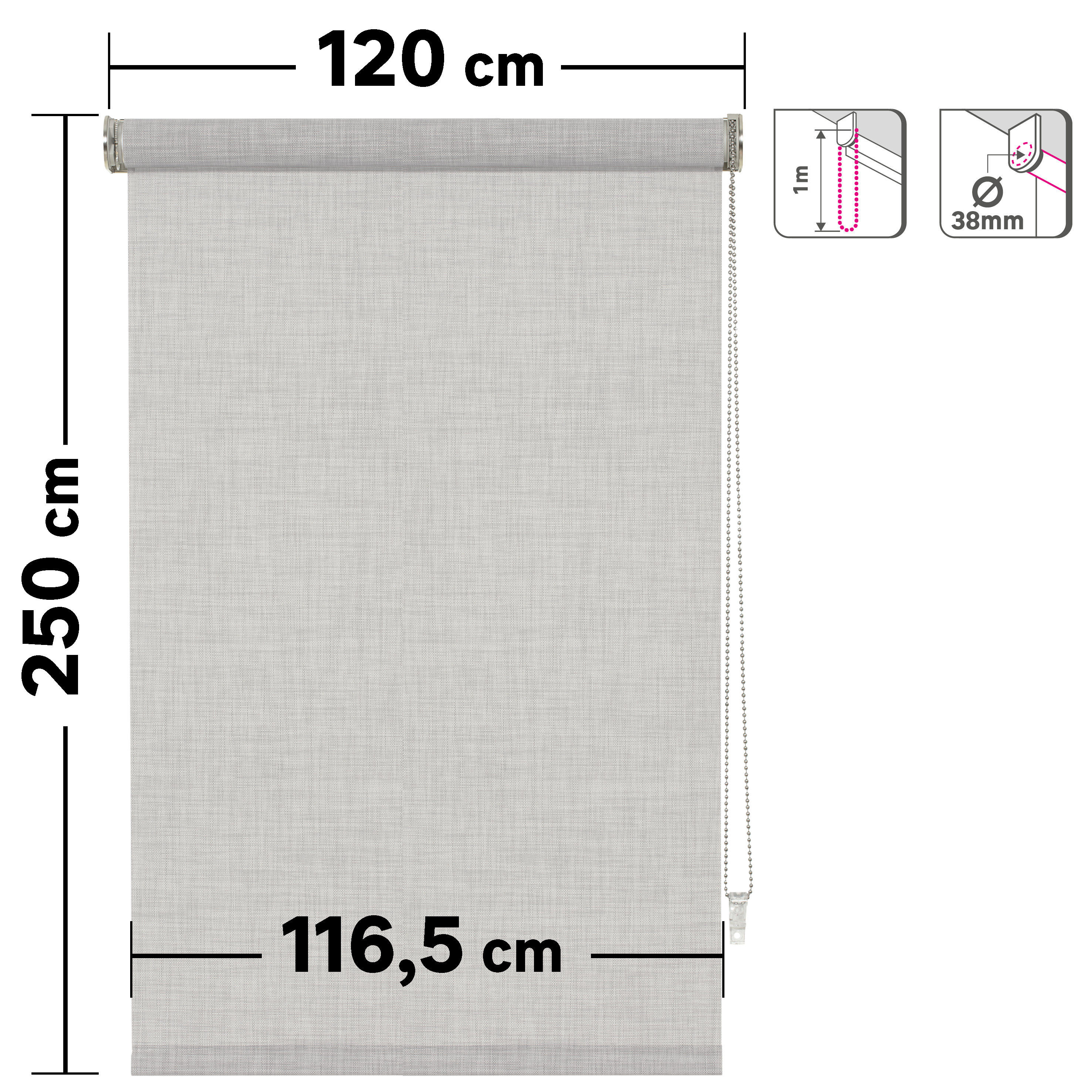 Estor enrollable screen 10% térmico con cadena Puebla pvc liso blanco / perla INSPIRE de 120x250cm - 2