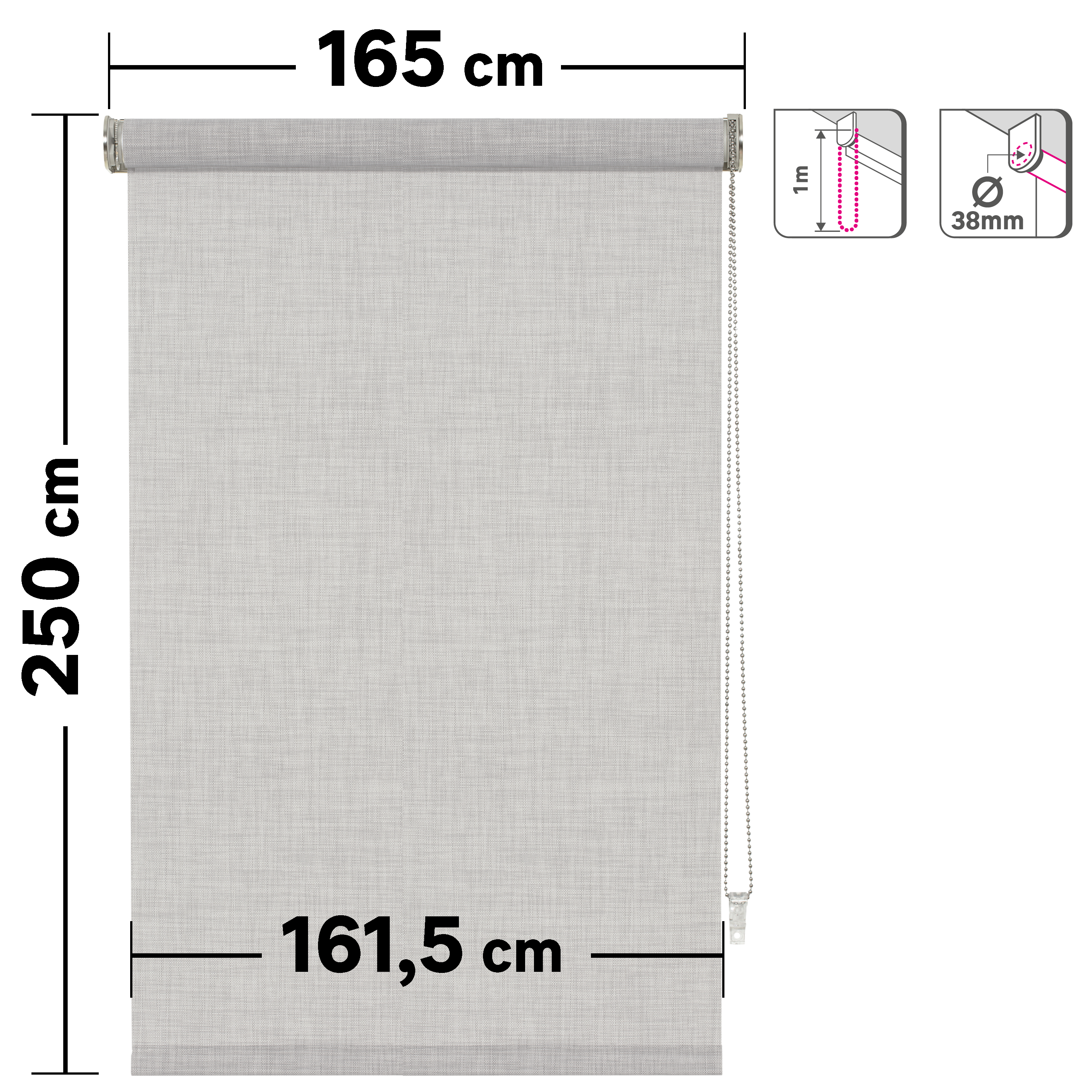 Estor enrollable screen 10% térmico Puebla de 165x250 poliéster liso blanco-perla INSPIRE con cadena - 2