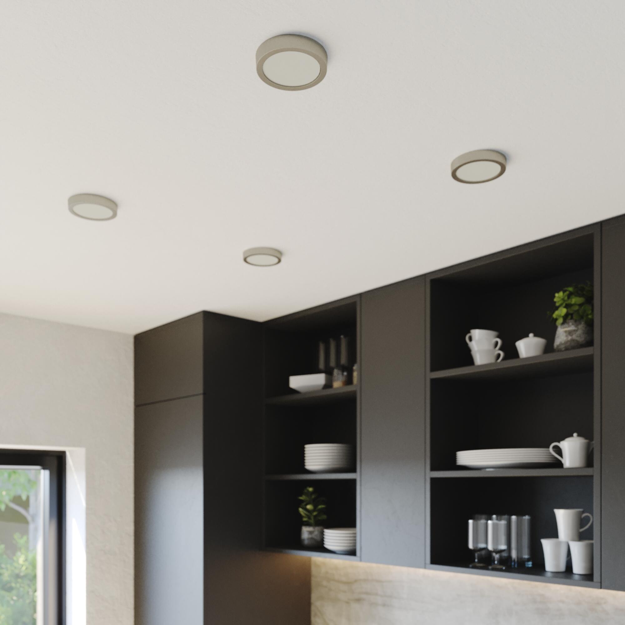 Downlight LED de superficie INSPIRE SANOA níquel redondo ø12.3 cm 1000 lm 8 W 2 tonos de luz CCT (4000K-6000K) IP44 - Foco LED de superficie para baños - 2