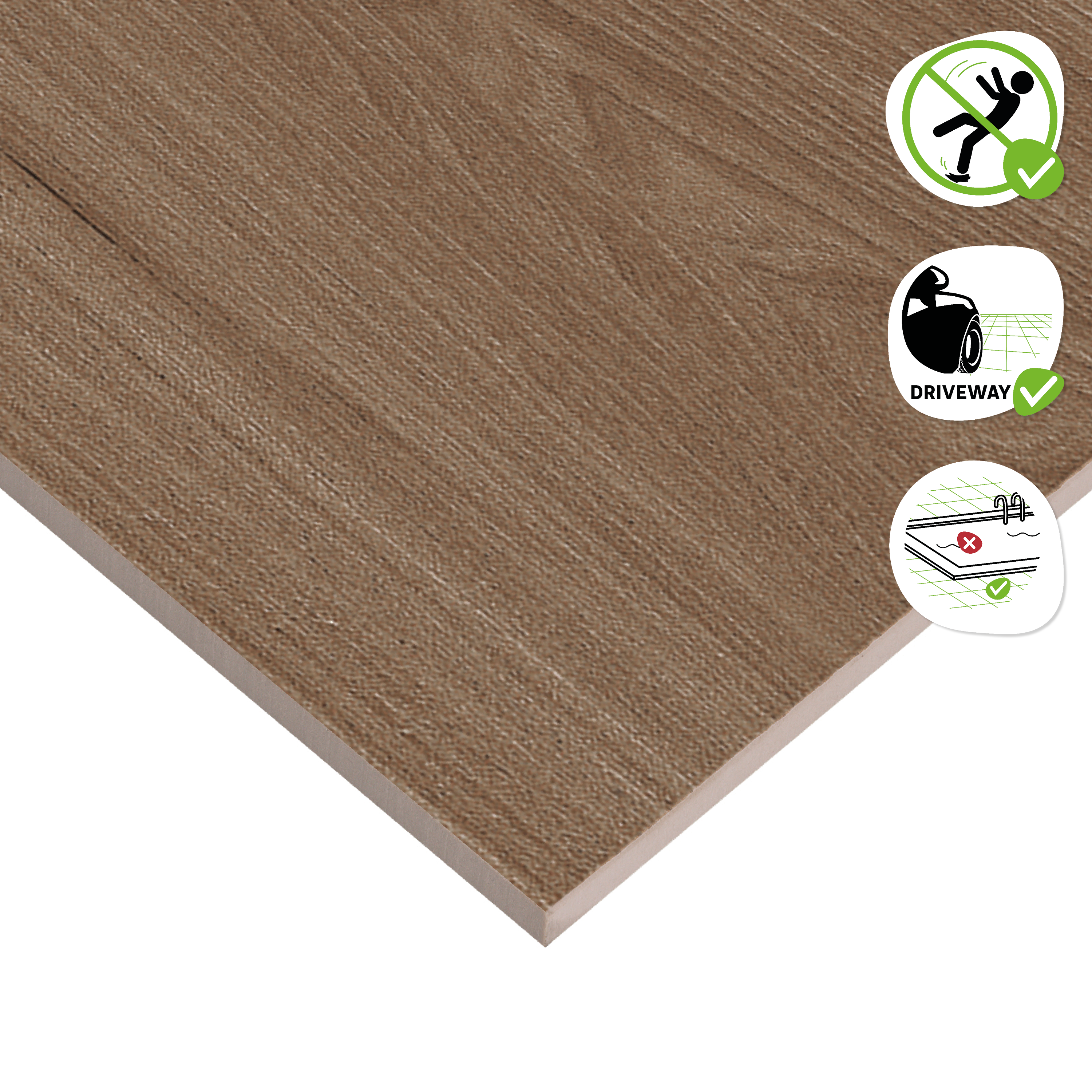 Piastrella da pavimento esterno in gres porcellanato 20 x 120 cm rettificato smaltato marrone scuro opaco Wakefield R11 traffico medio forte (pei 3/5) Sp. 9 mm 1.2 mq - 4