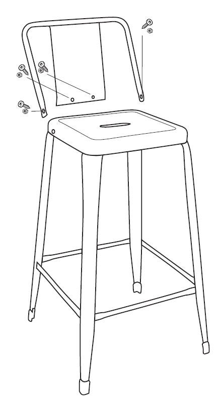 Tabouret de bar Vintage, noir H.83 cm - 3