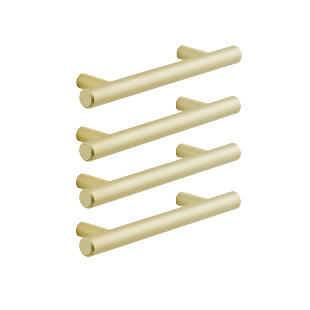 4 Puxadores para móvel asa aço inoxidável escovado dourado 96 mm Inspire Sara