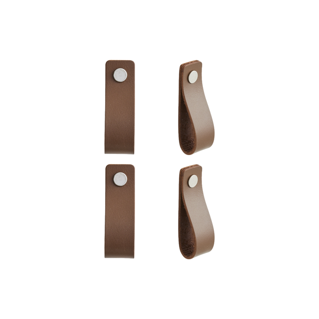 4 Puxadores para móvel couro sintético castanho escuro 20x70 mm Inspire Zack