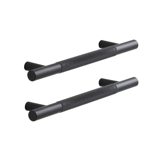 Lot de 2 poignées de meuble INSPIRE Axel, noir, Aluminium, entraxe 128 mm