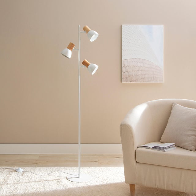 Lámpara de pie INSPIRE Venosa 3 luces E14 acero blanco 143 cm alto