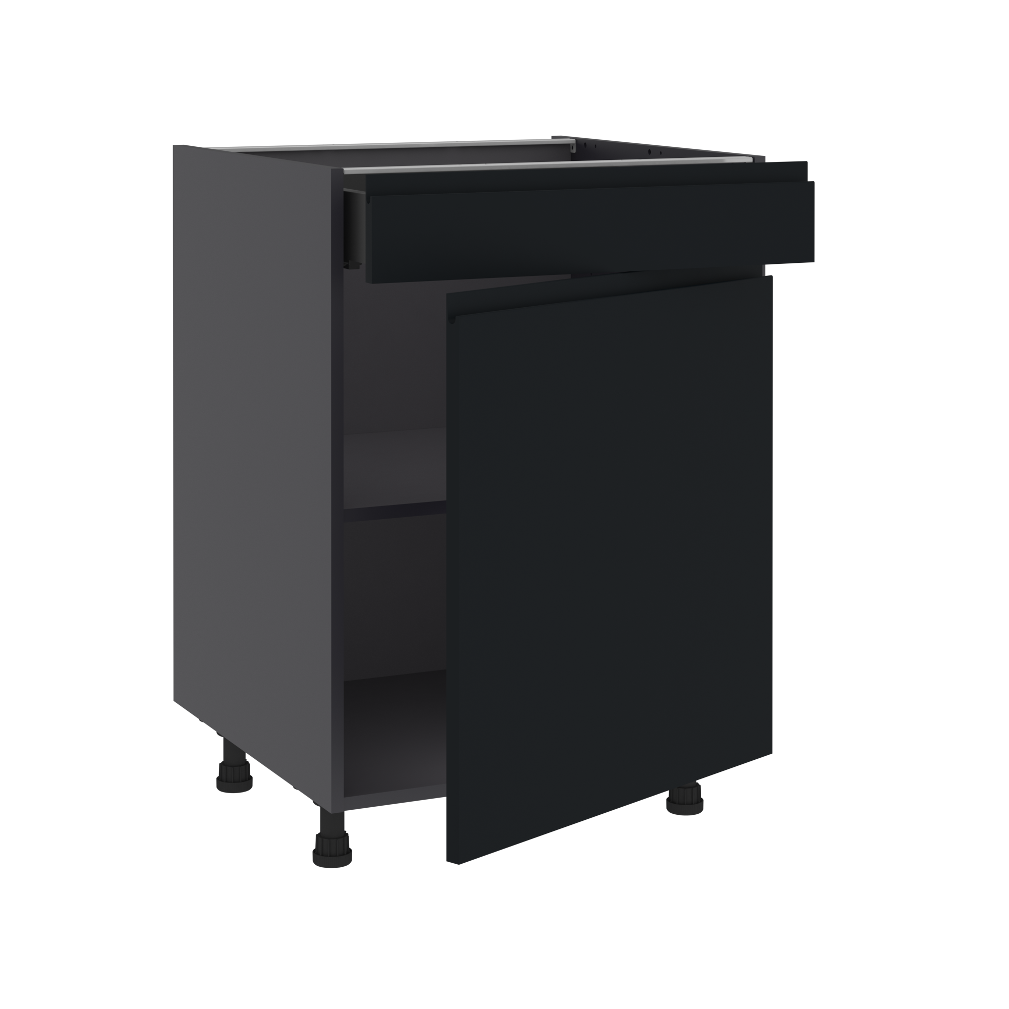 Mueble bajo de cocina delinia id tokyo negro mate 76,8x60 cm 1pta 1 caj
