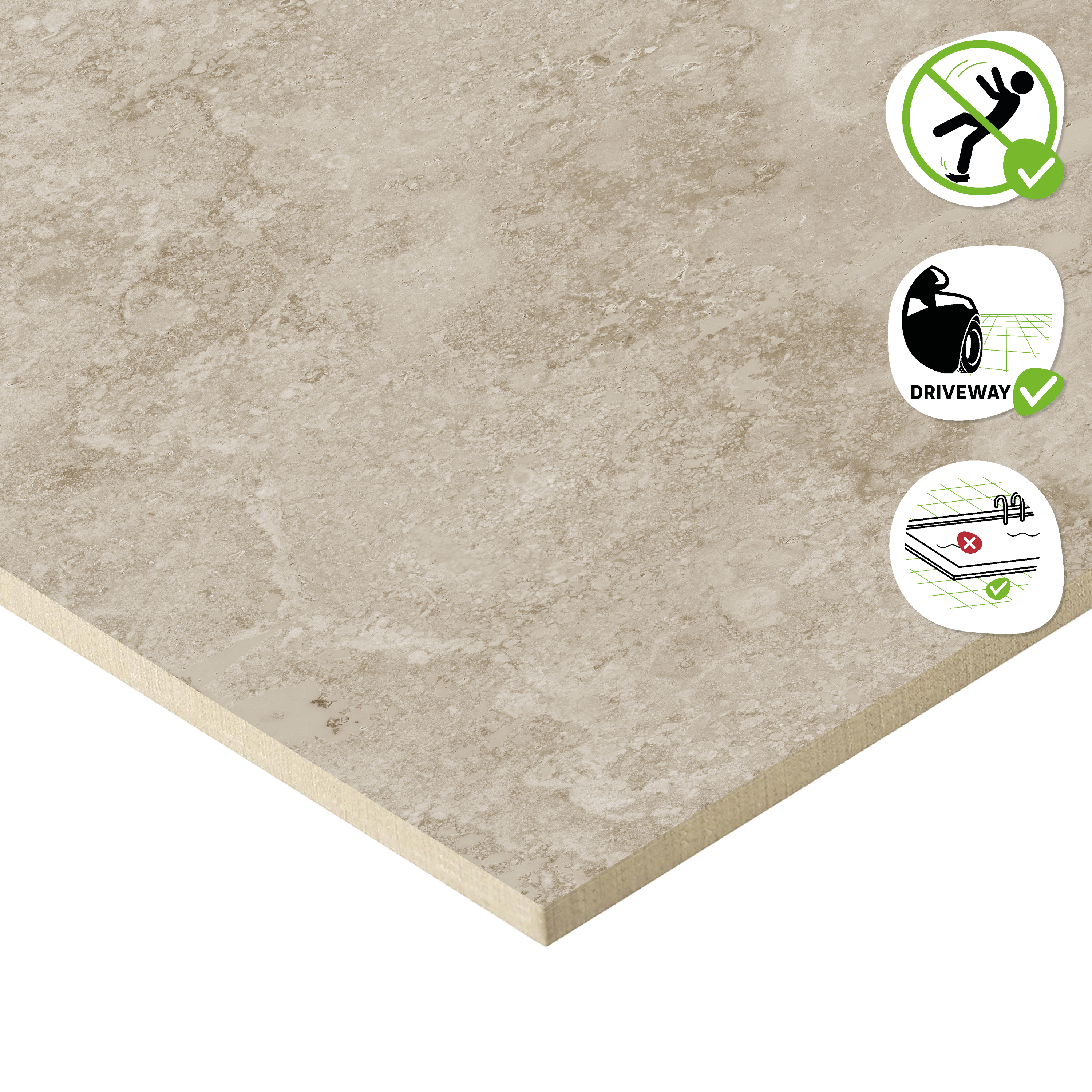 Carrelage sol extérieur effet pierre beige Lakos l.30 x L.60 cm x Ep.8.7 mm ARTE - 5