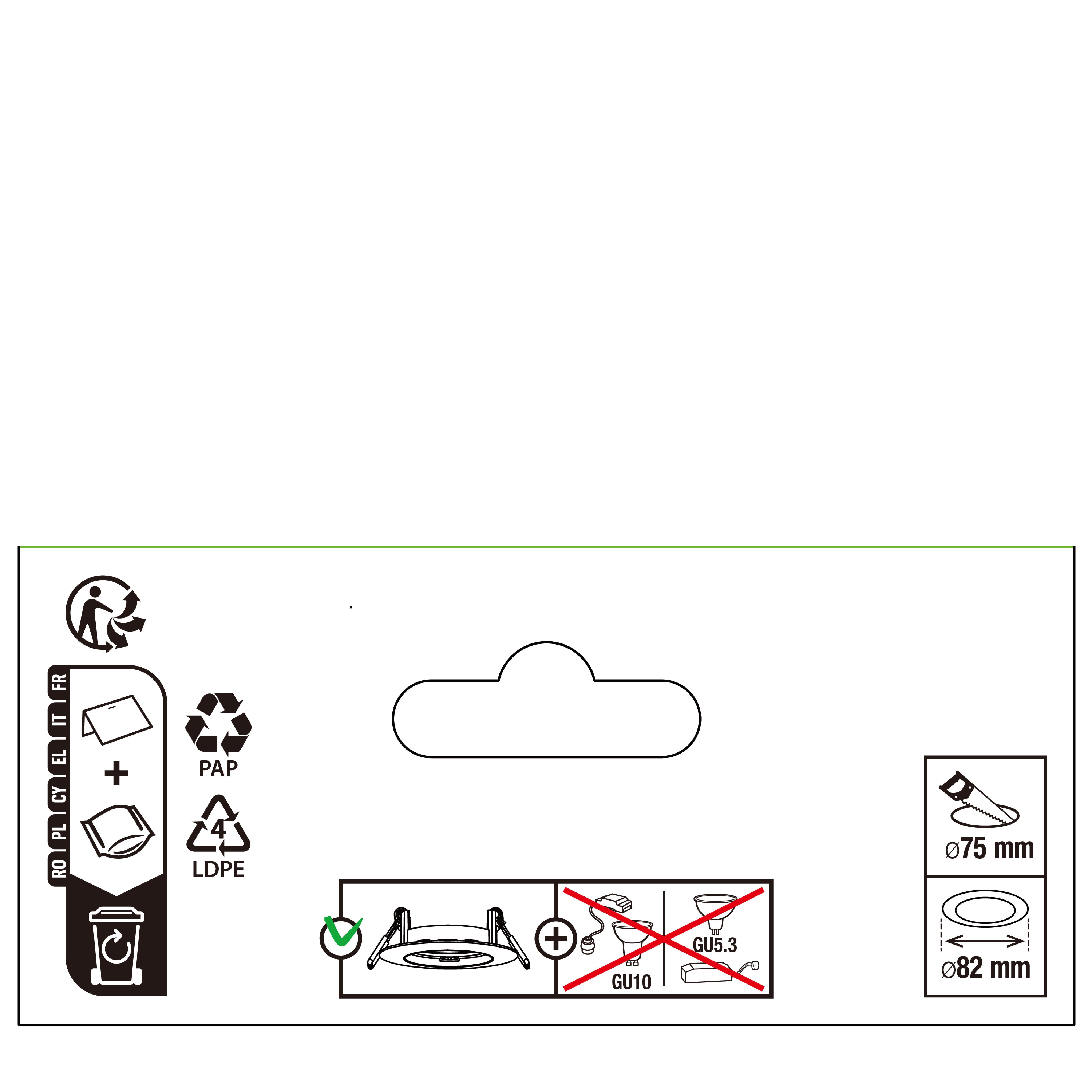 Aro para foco de encastrar sem lâmpada GU10 1 luz 8,2cm branco - 7