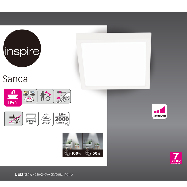 Kit 1 spot à fixer Sanoa module led blanc chaud/neutre 17x17 blanc INSPIRE