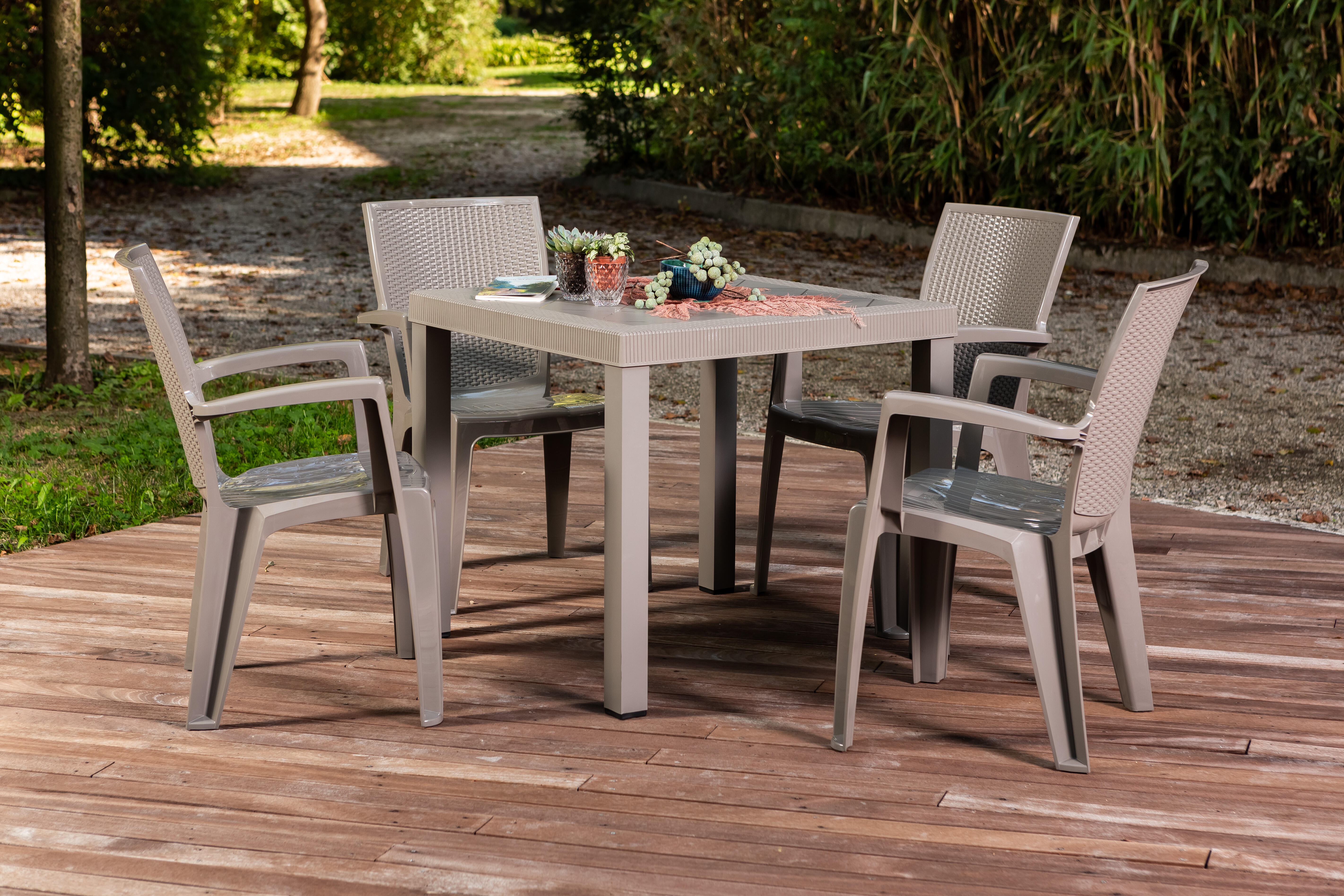 BRIOPAWS Tavolino Adirondack Per Esterni - Rettangolare, Grigio, In Polietilene HDPE, Resistente Alle Intemperie, Con Doppio Ripiano, Per Giardino E Terrazza