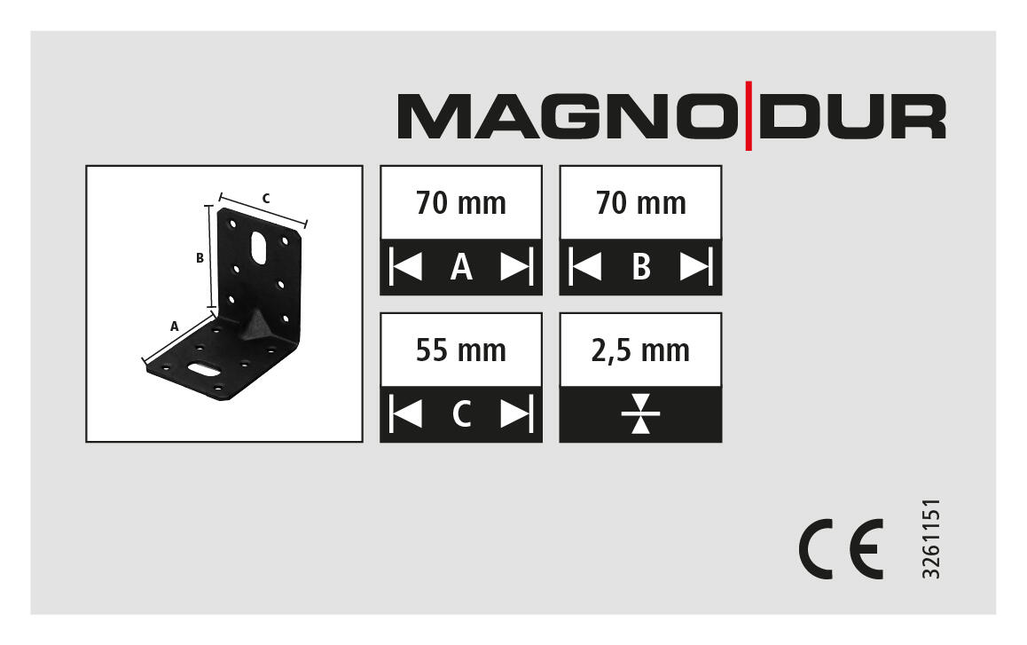 Equerre renforcée 70x70x55 revêtement extérieur MAGNODUR noir - 4