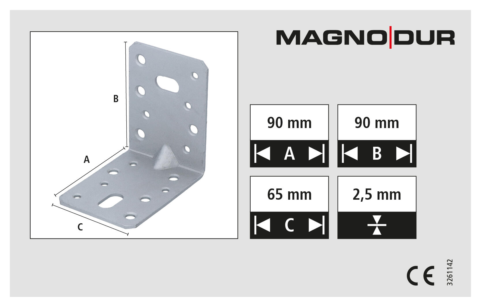 Equerre renforcée 90x90x65 revêtement extérieur MAGNODUR - 2