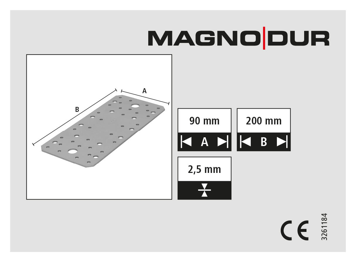Patte d'assemblage acier zingué Magnodur 90x200, SUKI - 3
