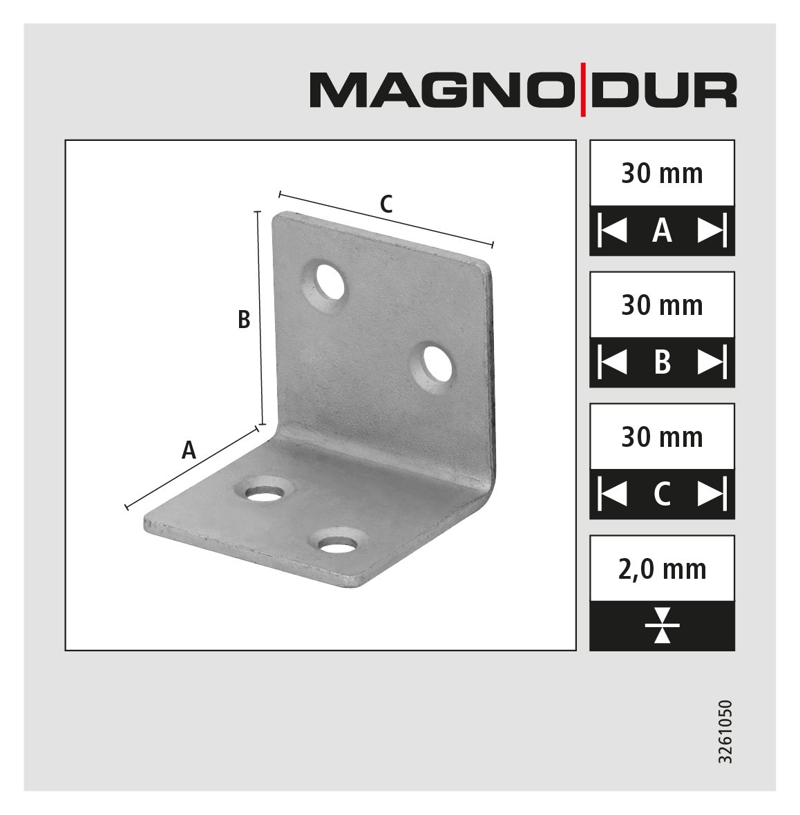 Equerre d'assemblage 30x30x30 revêtement extérieur MAGNODUR - 3