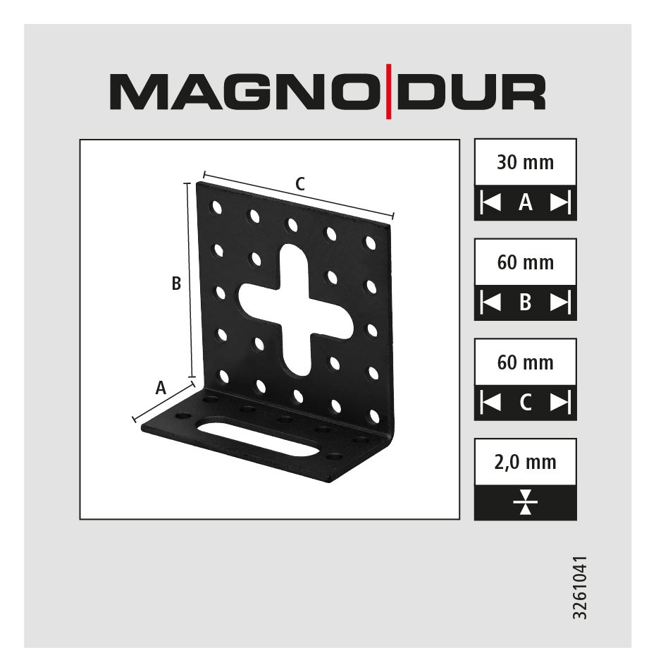 Equerre ajustable 30x60x60 revêtement extérieur MAGNODUR noir - 5
