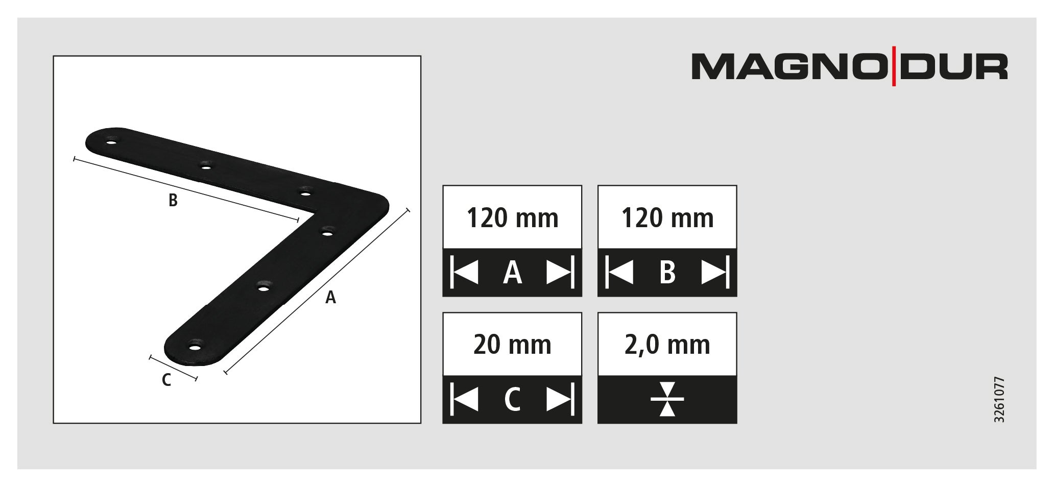 Equerre renforcee 120x120x20 revêtement extérieur MAGNODUR noir - 3