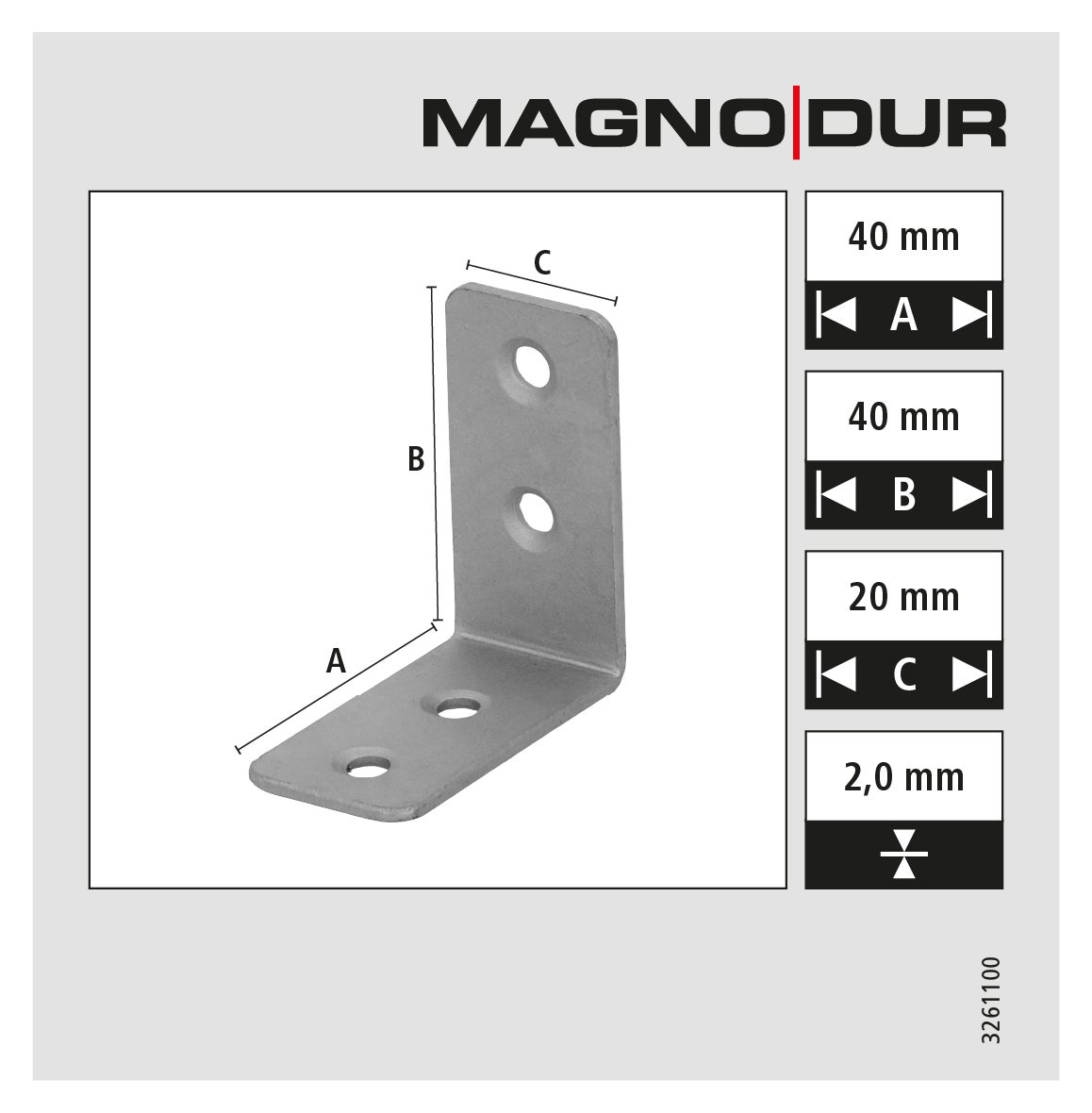 Equerre simple 40x40x20 revêtement extérieur MAGNODUR - 4
