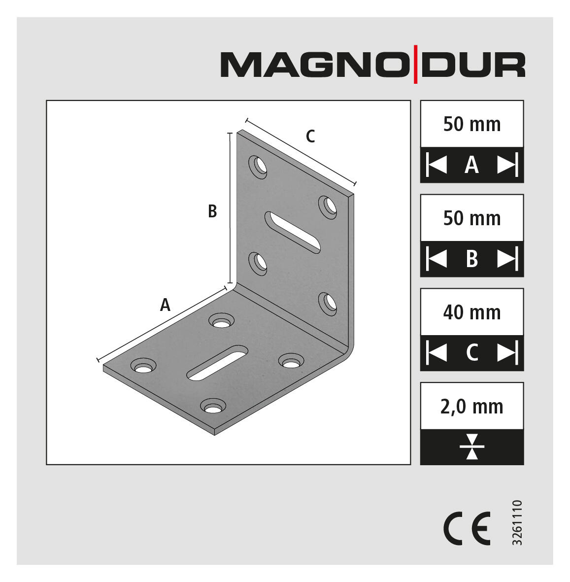 Equerre perforée 50x50x40 revêtement extérieur MAGNODUR - 4