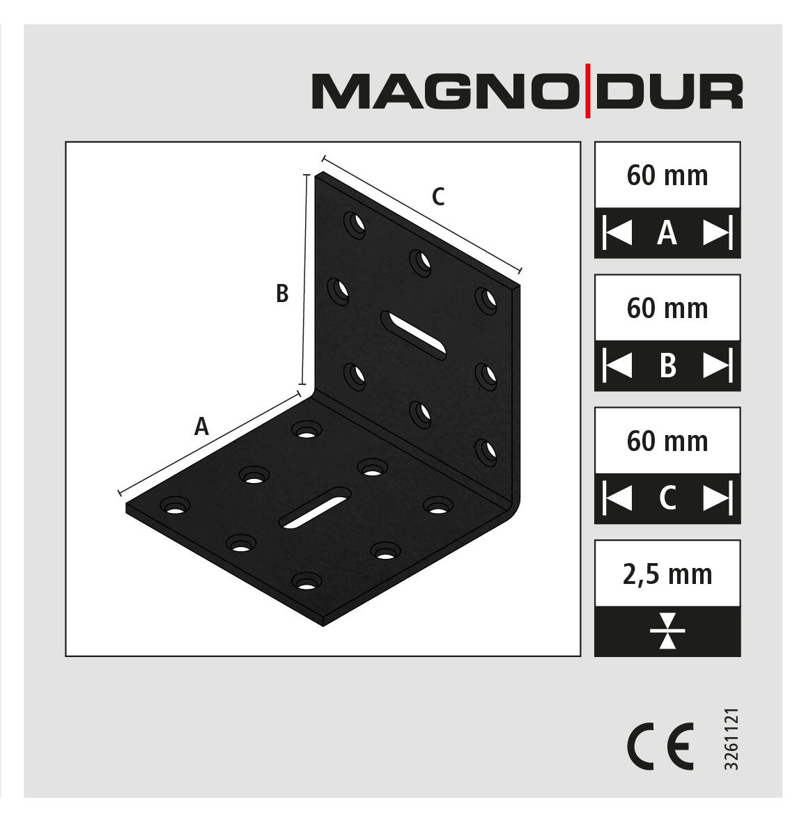 Equerre simple 60x60x60 revêtement extérieur MAGNODUR noir - 4