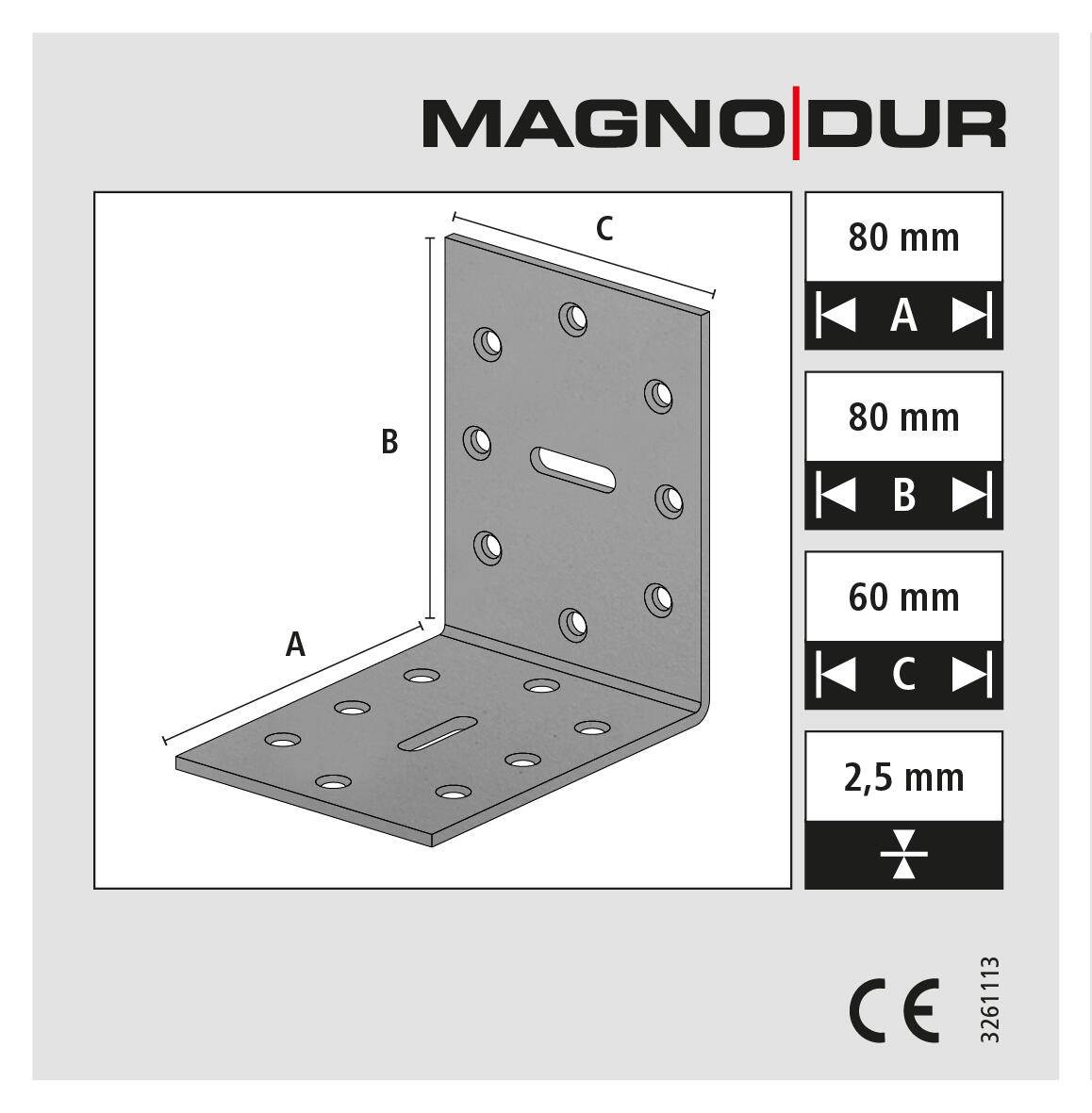 Equerre double ht.80xlo.80xla.60xép.2.5 revêtement extérieur MAGNODUR - 4