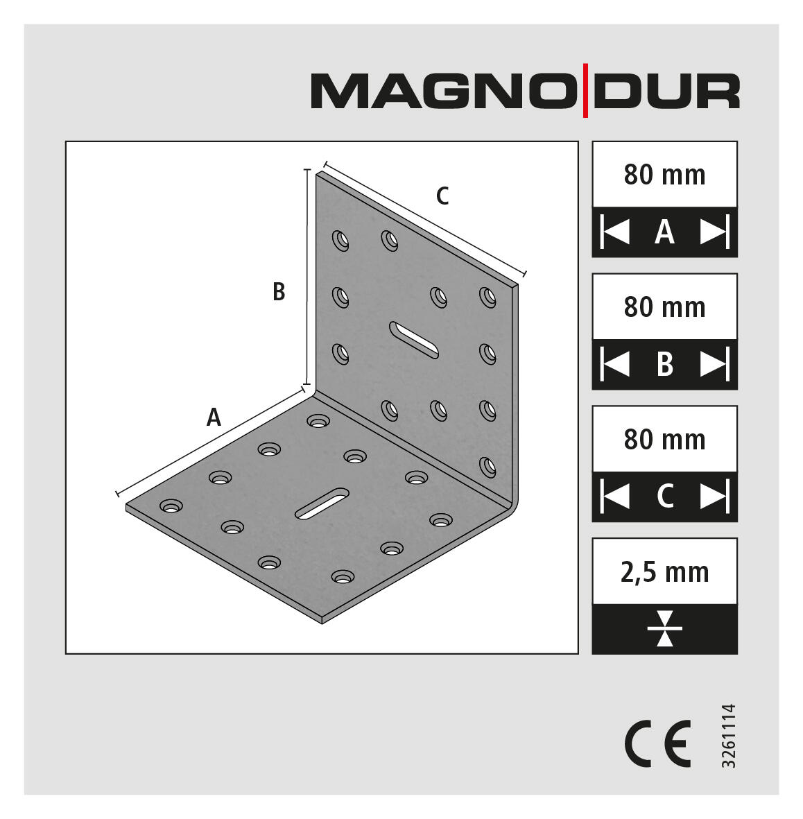 Equerre double ht.80xlo.80xla.80xép.2.5 revêtement extérieur MAGNODUR - 4