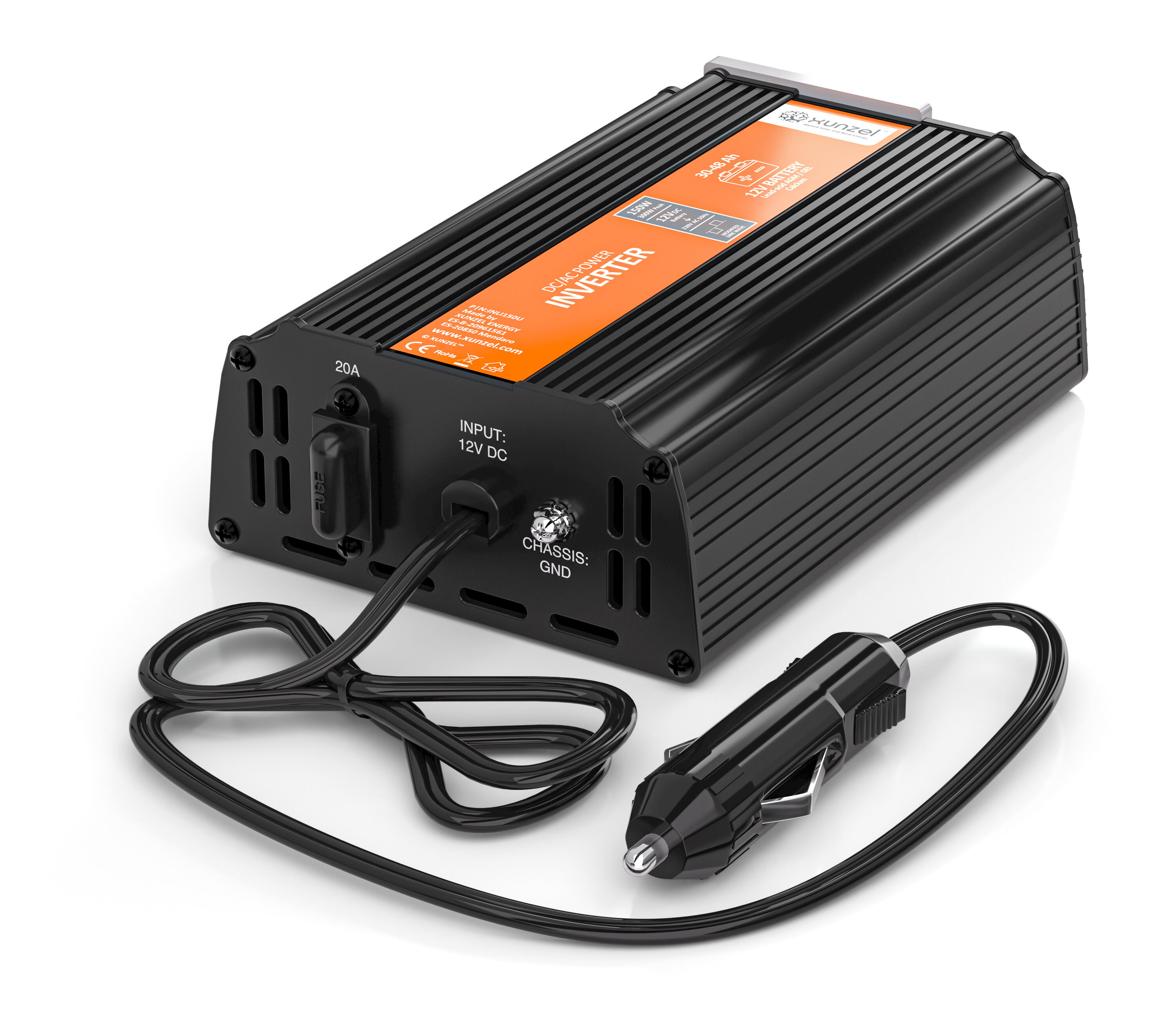 Inversor de Onda Modificada MJ-XUNZEL-150W-12V com cabos incluídos - 2