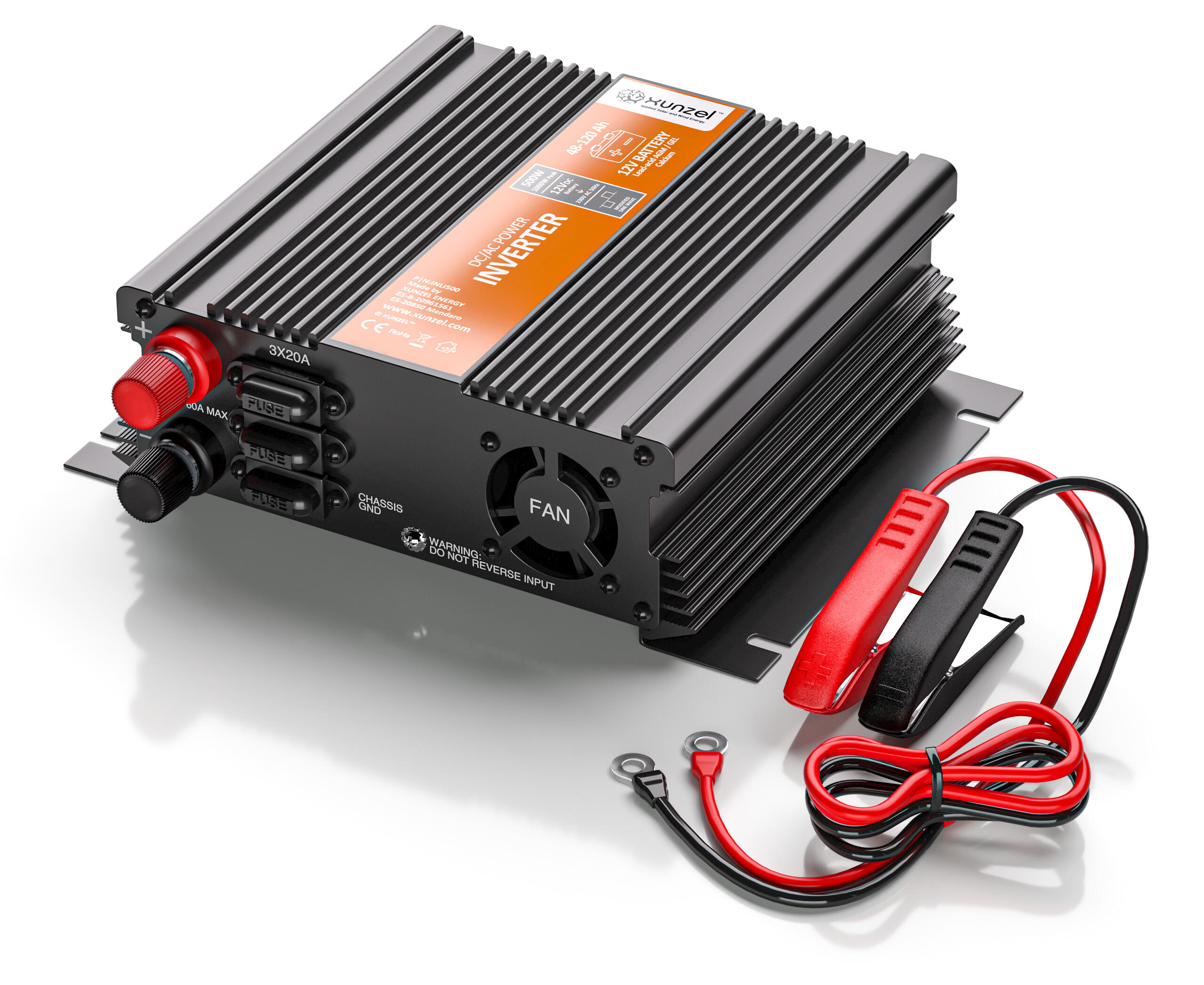 Inversor de Onda Modificada MJ-XUNZEL-500W-12V com cabos incluídos - 2